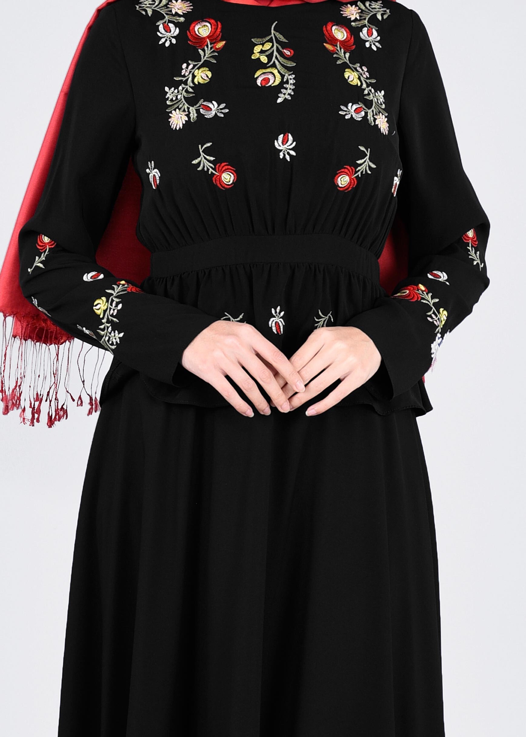 Tesettür giyim SİYAH 4338 NEW ALYA ELBİSE 38/44 TEK40