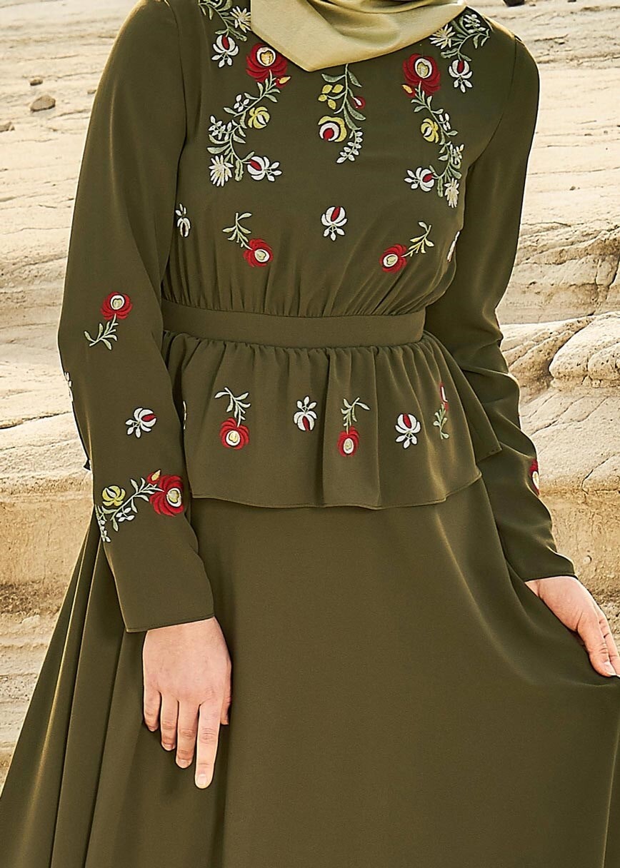 Tesettür giyim HAKİ 4338 NEW ALYA ELBİSE 38/44 TEK40