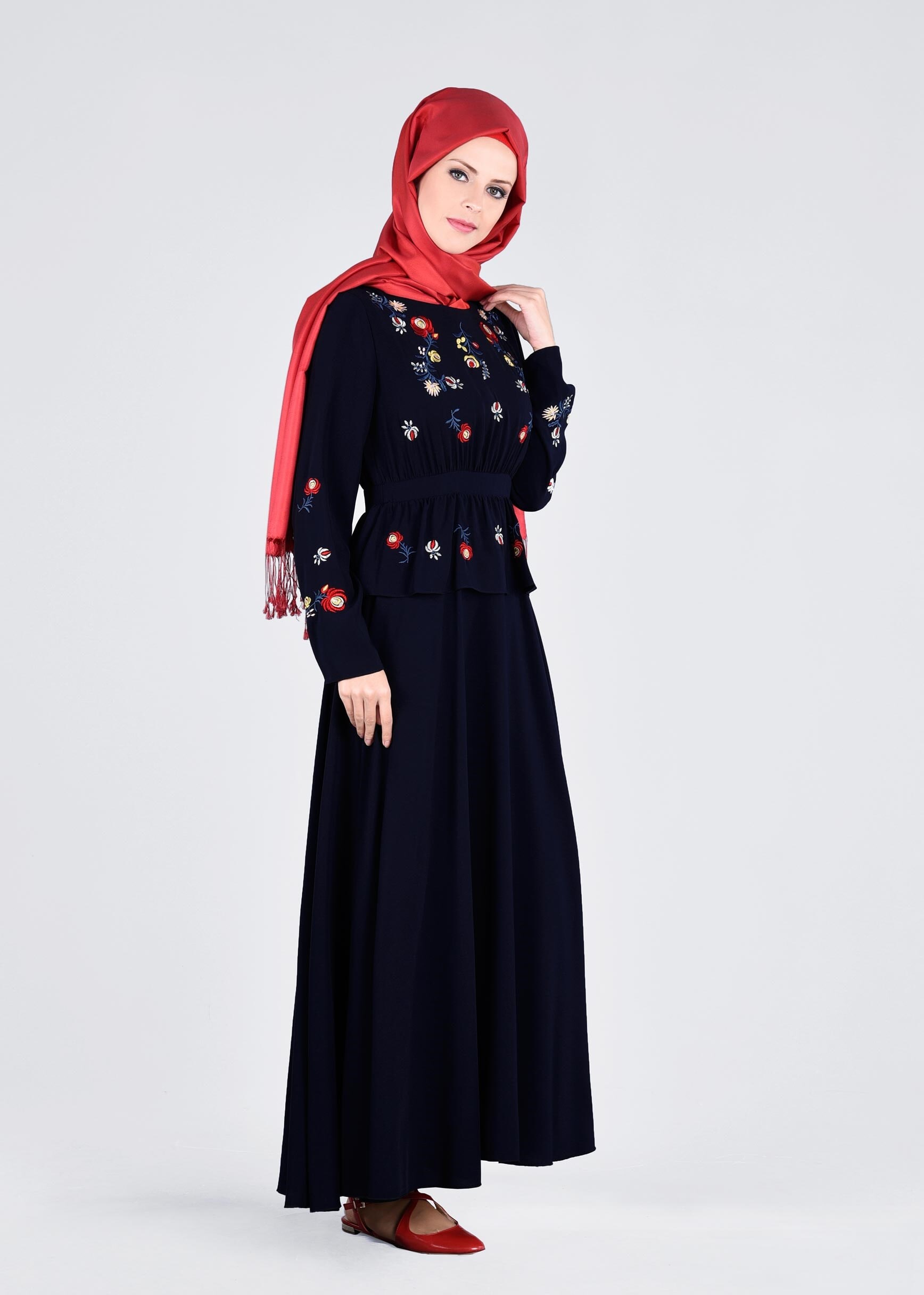 Tesettür giyim LACİVERT 4338 NEW ALYA ELBİSE 38/44 TEK40