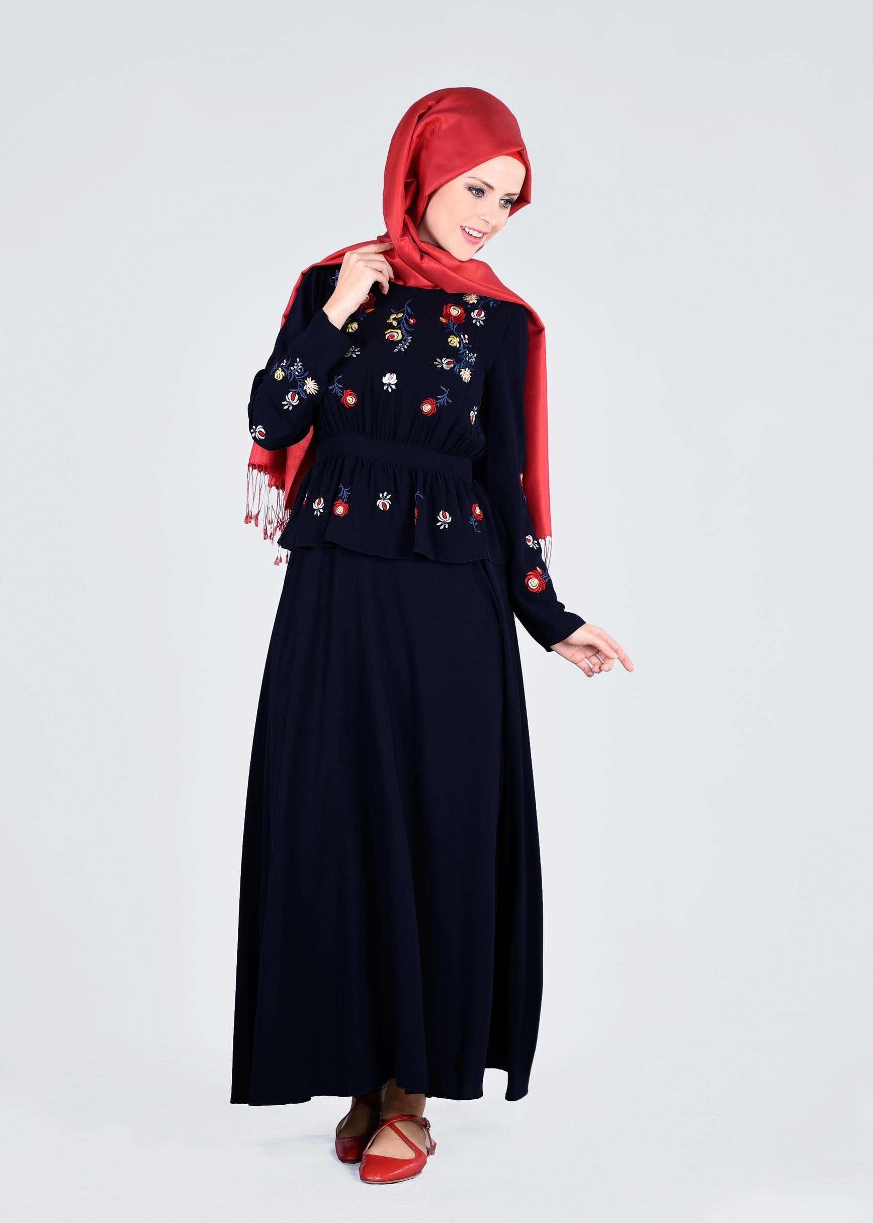 Tesettür giyim LACİVERT 4338 NEW ALYA ELBİSE 38/44 TEK40