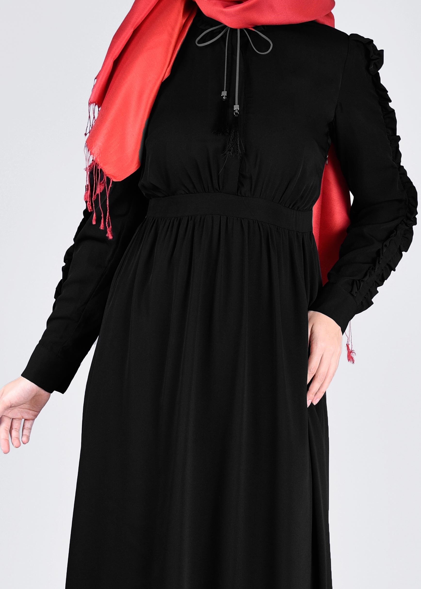 Tesettür giyim SİYAH 4354 6277 ELBİSE 36/42 TEK38