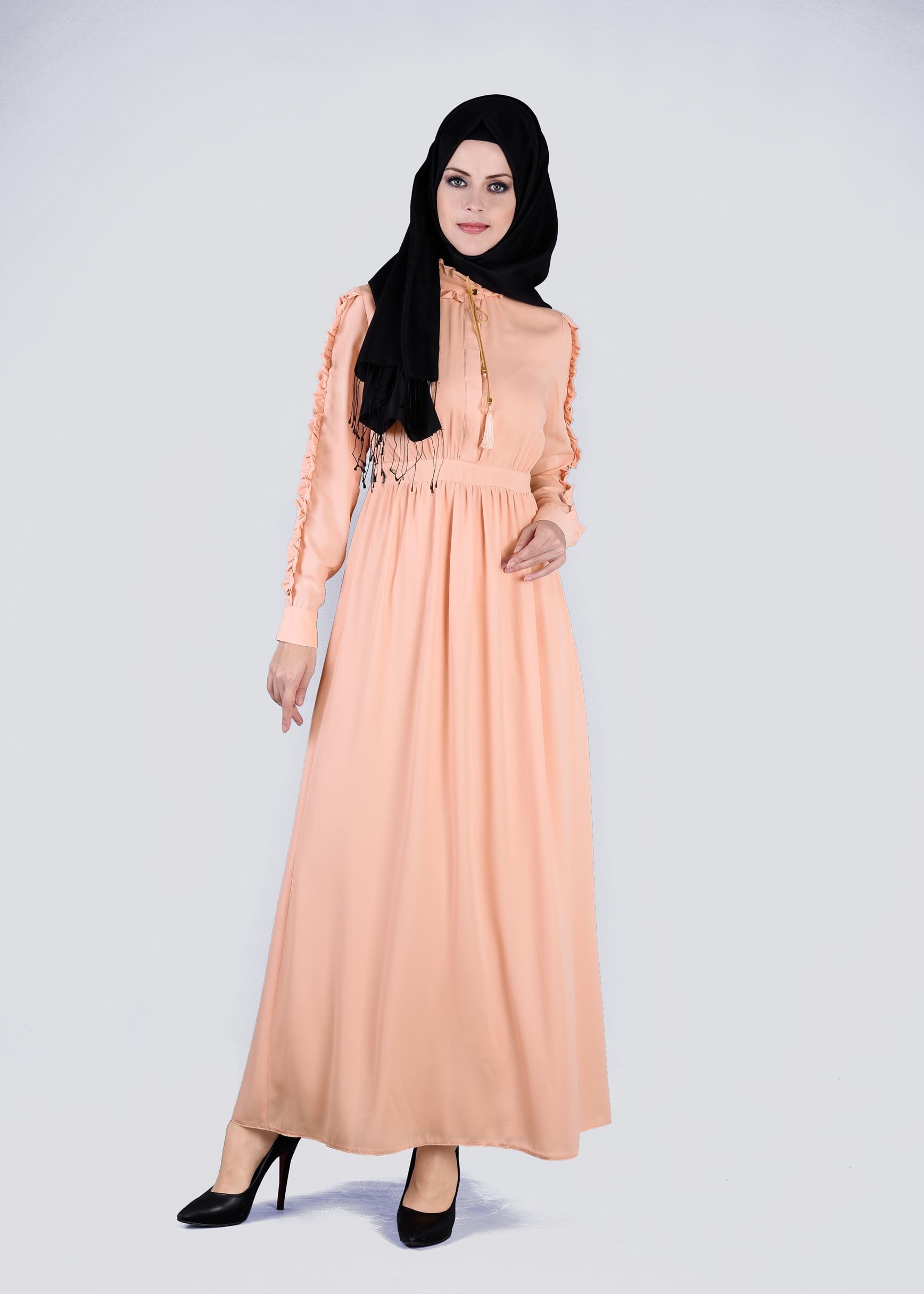 Tesettür giyim PUDRA 4354 6277 ELBİSE 36/42 TEK38