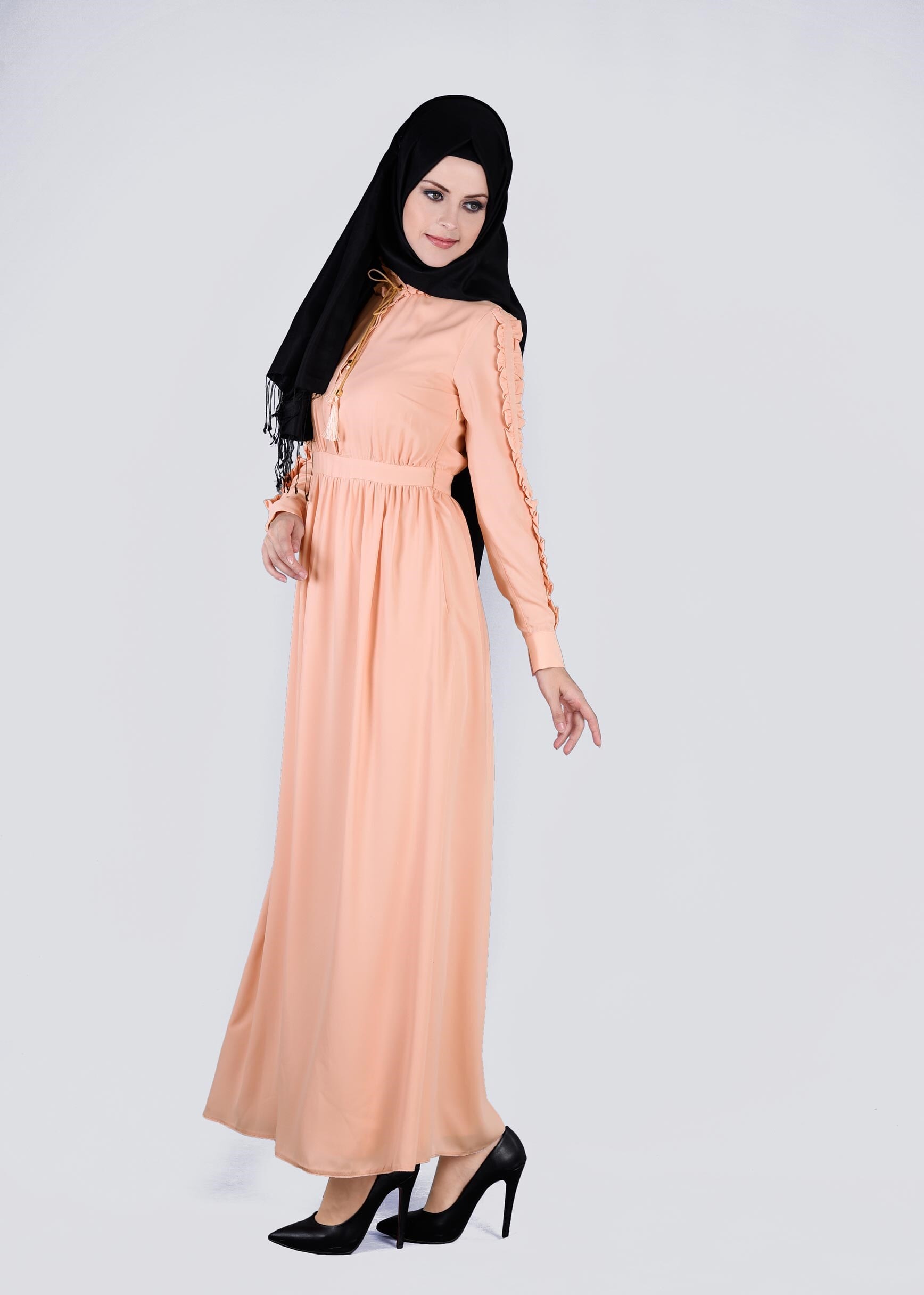 Tesettür giyim PUDRA 4354 6277 ELBİSE 36/42 TEK38