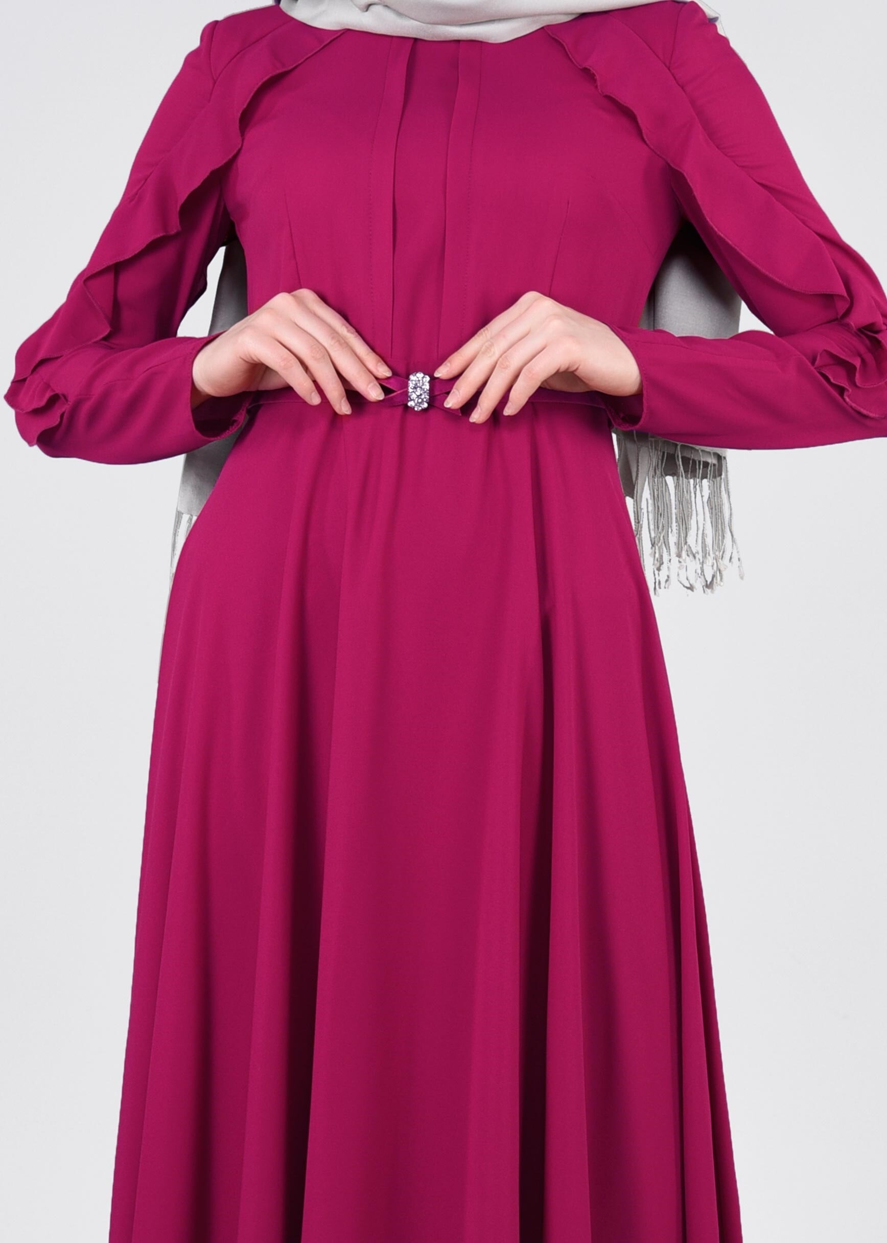 Tesettür giyim MOR 4367 ESİNTİ ELBİSE 38/46 TEK40