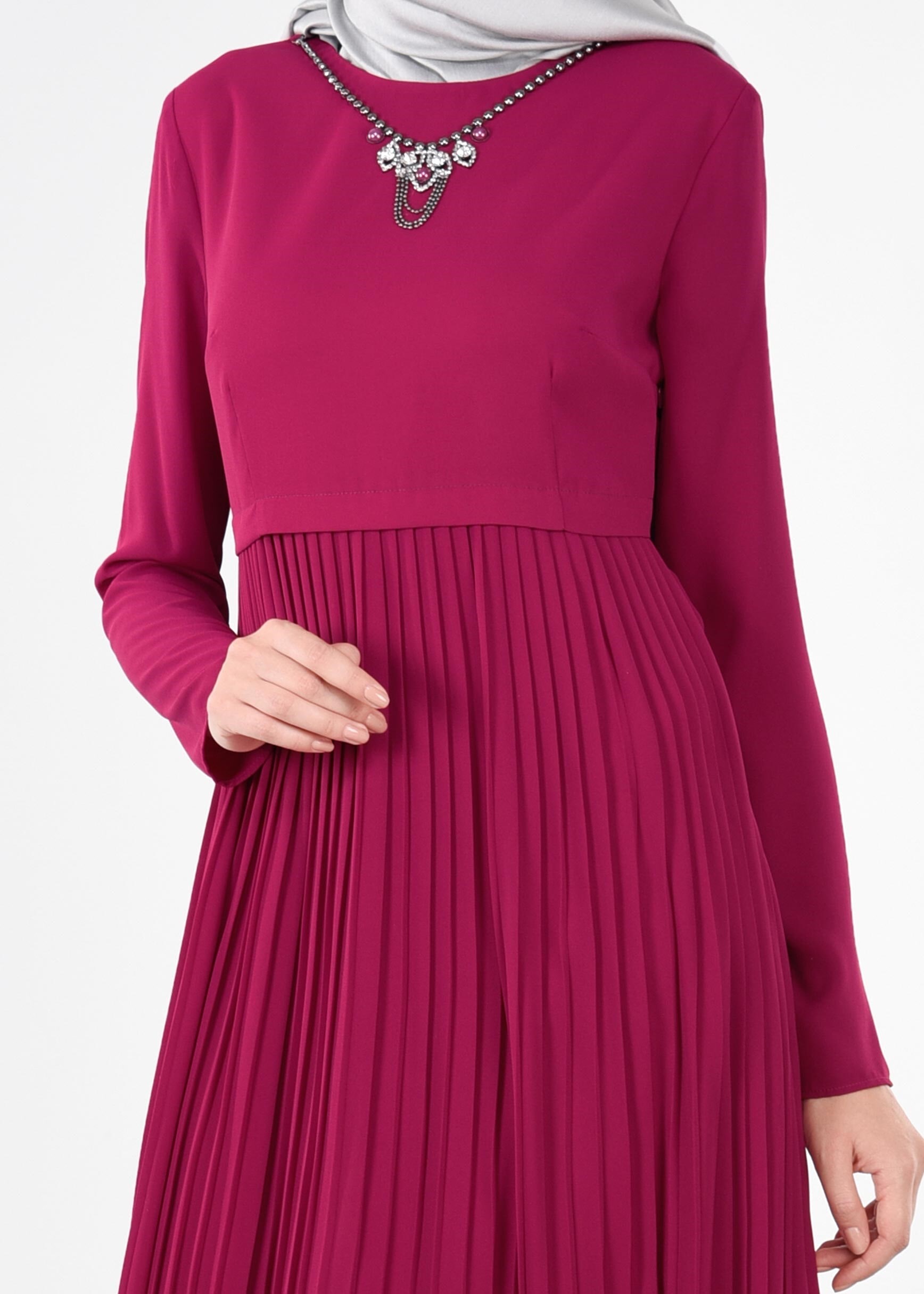 Tesettür giyim MOR 4369 ESİNTİ ELBİSE 38/46 TEK40