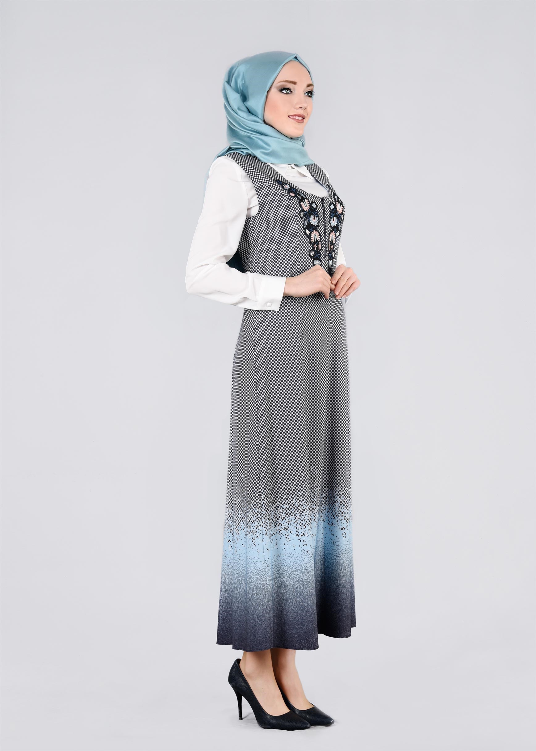 Tesettür giyim MAVİ 4370 POWER 2246 2&prime;Lİ ELBİSE 38/46