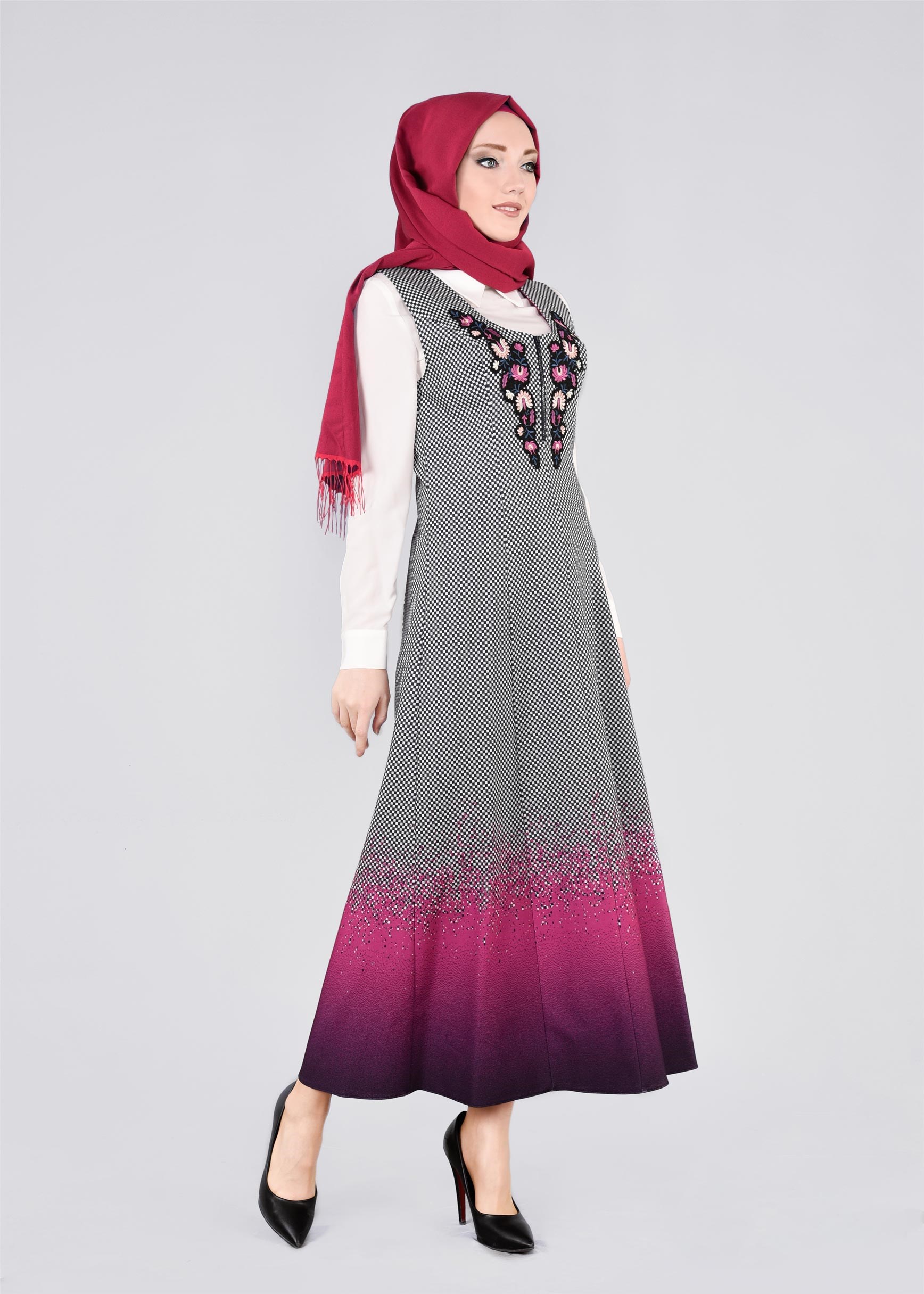 Tesettür giyim FUŞYA 4370 POWER 2246 2&prime;Lİ ELBİSE 38/46