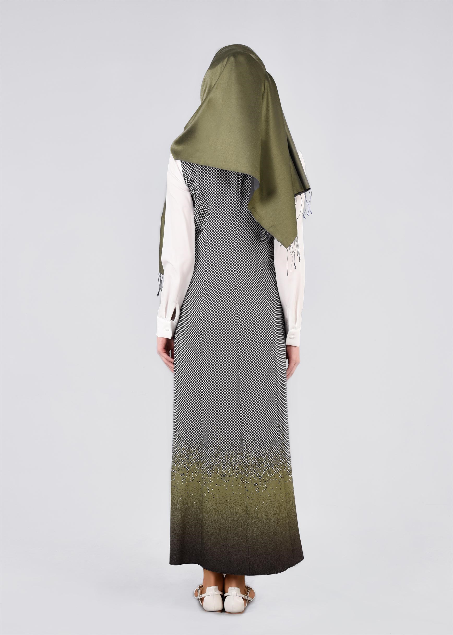 Tesettür giyim HAKİ 4370 POWER 2246 2&prime;Lİ ELBİSE 38/46