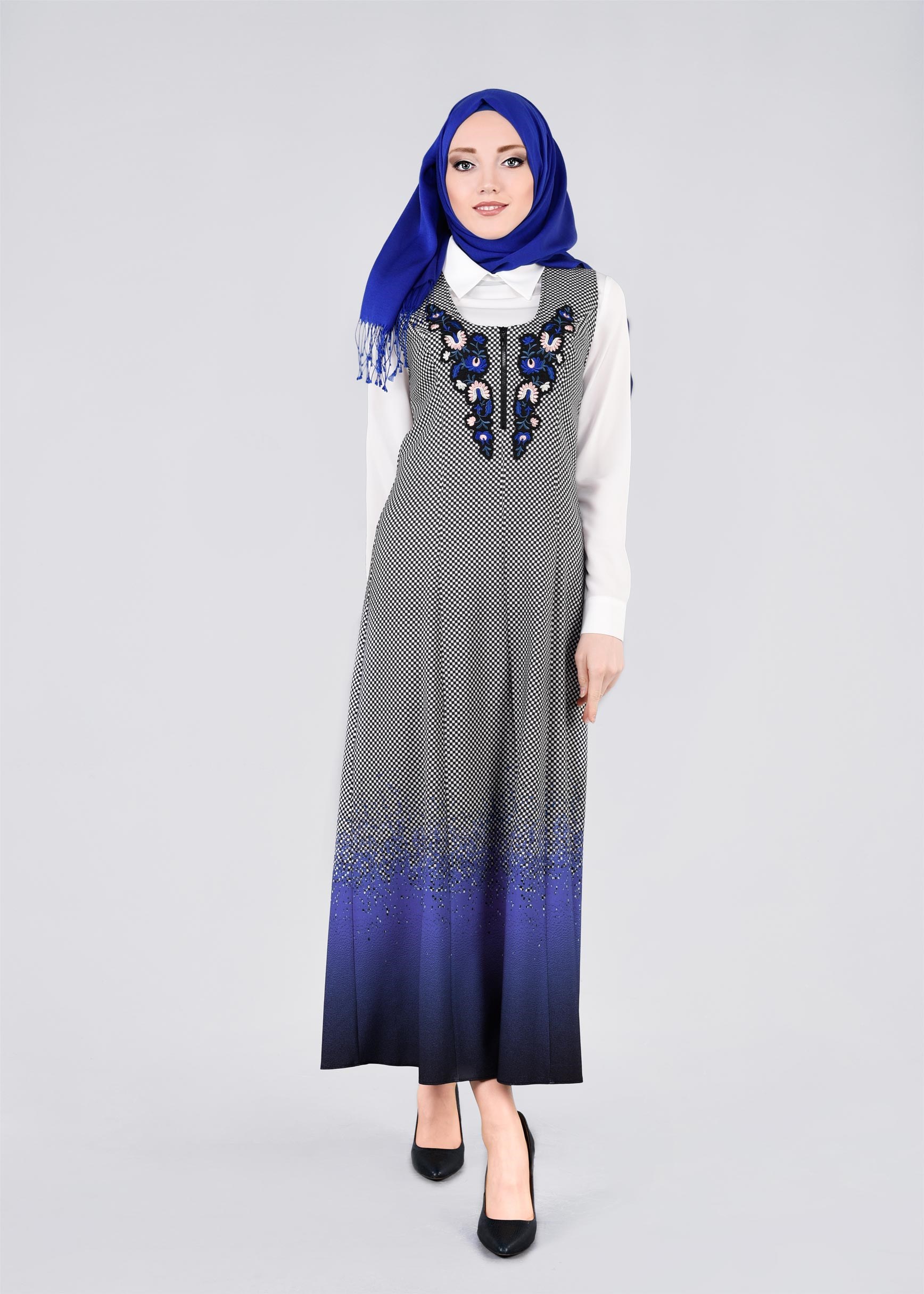 Tesettür giyim LACİVERT 4370 POWER 2246 2&prime;Lİ ELBİSE 38/46