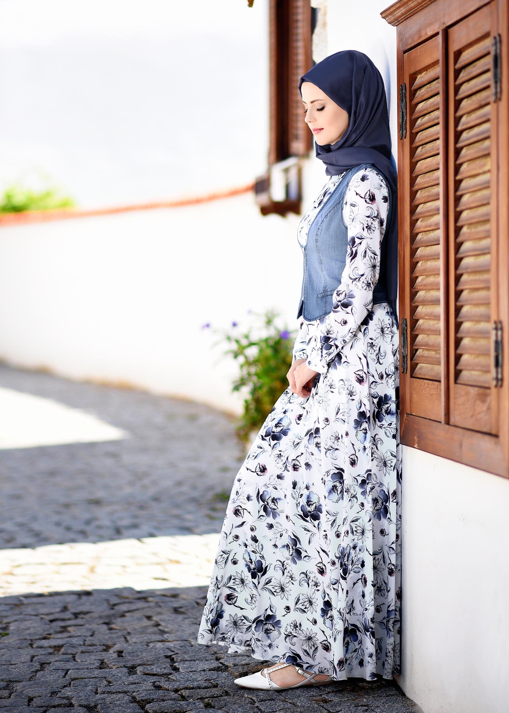 Tesettür giyim LACİVERT 4399 BURBLE 7618 2&prime;Lİ ELBİSE 38/44 TEK36