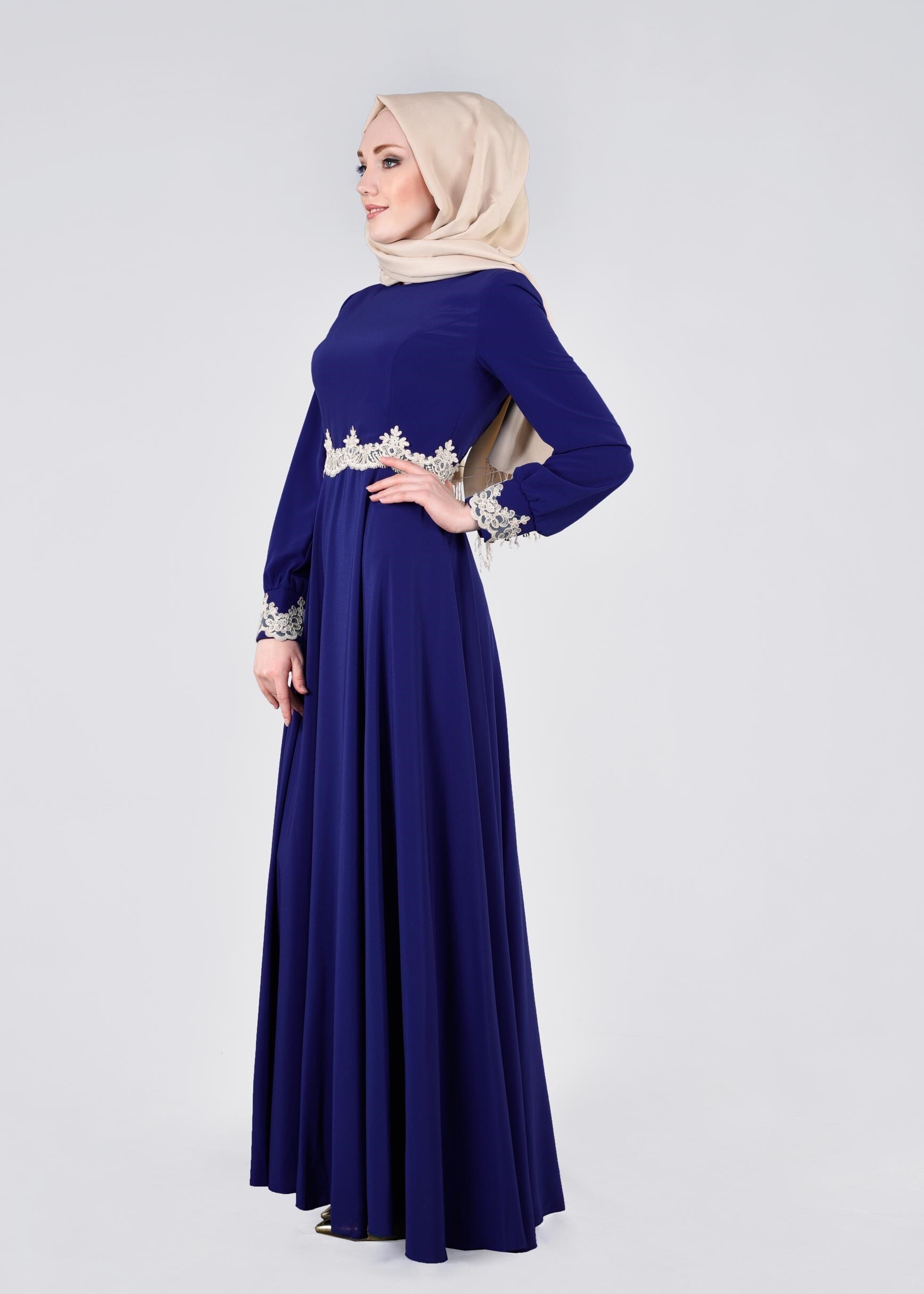 Tesettür giyim MAVİ 4415 CRİSS ELBİSE 38/46 TEK40