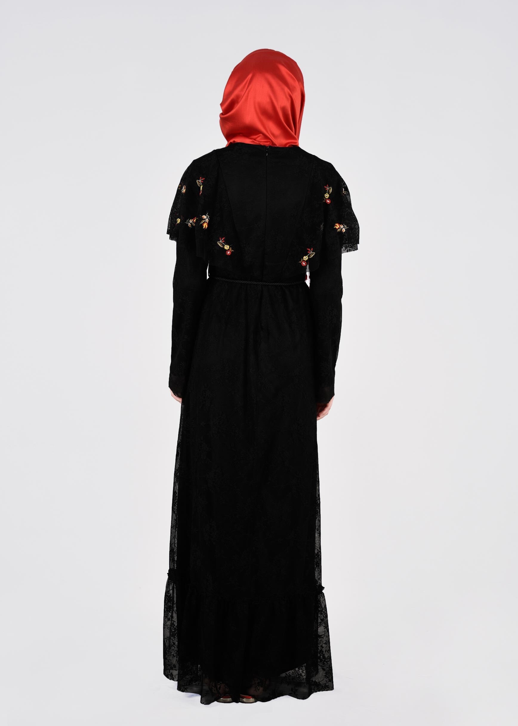 Tesettür giyim SİYAH 4456 DANTEL 1072 ELBİSE 36/42 TEK38