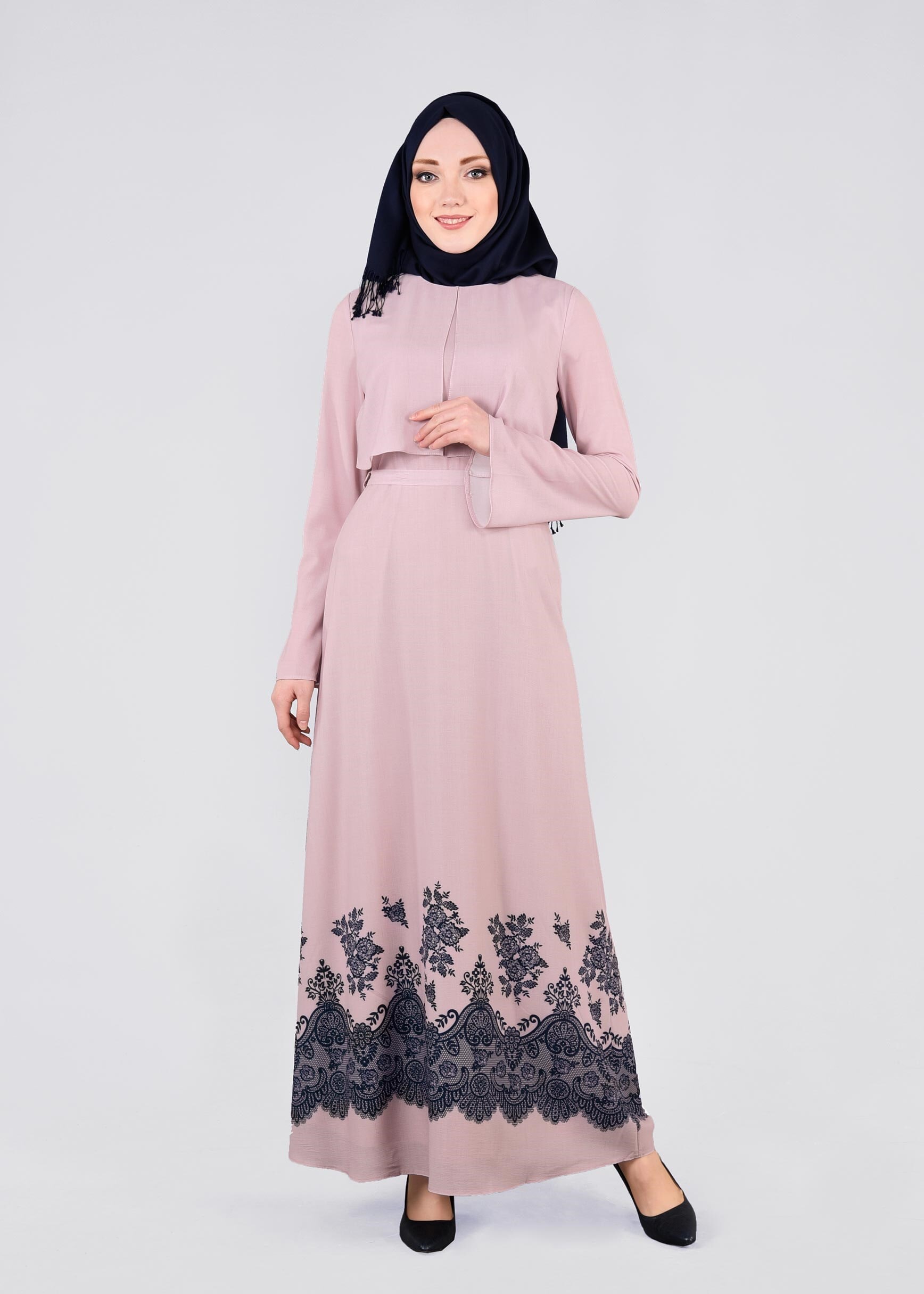 Tesettür giyim PUDRA 4457 BURBLE 11320 ELBİSE 38/44 TEK40