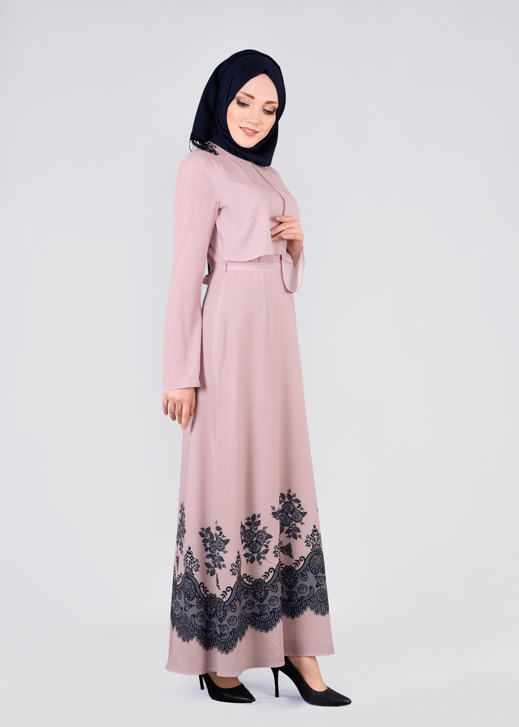 Tesettür giyim PUDRA 4457 BURBLE 11320 ELBİSE 38/44 TEK40