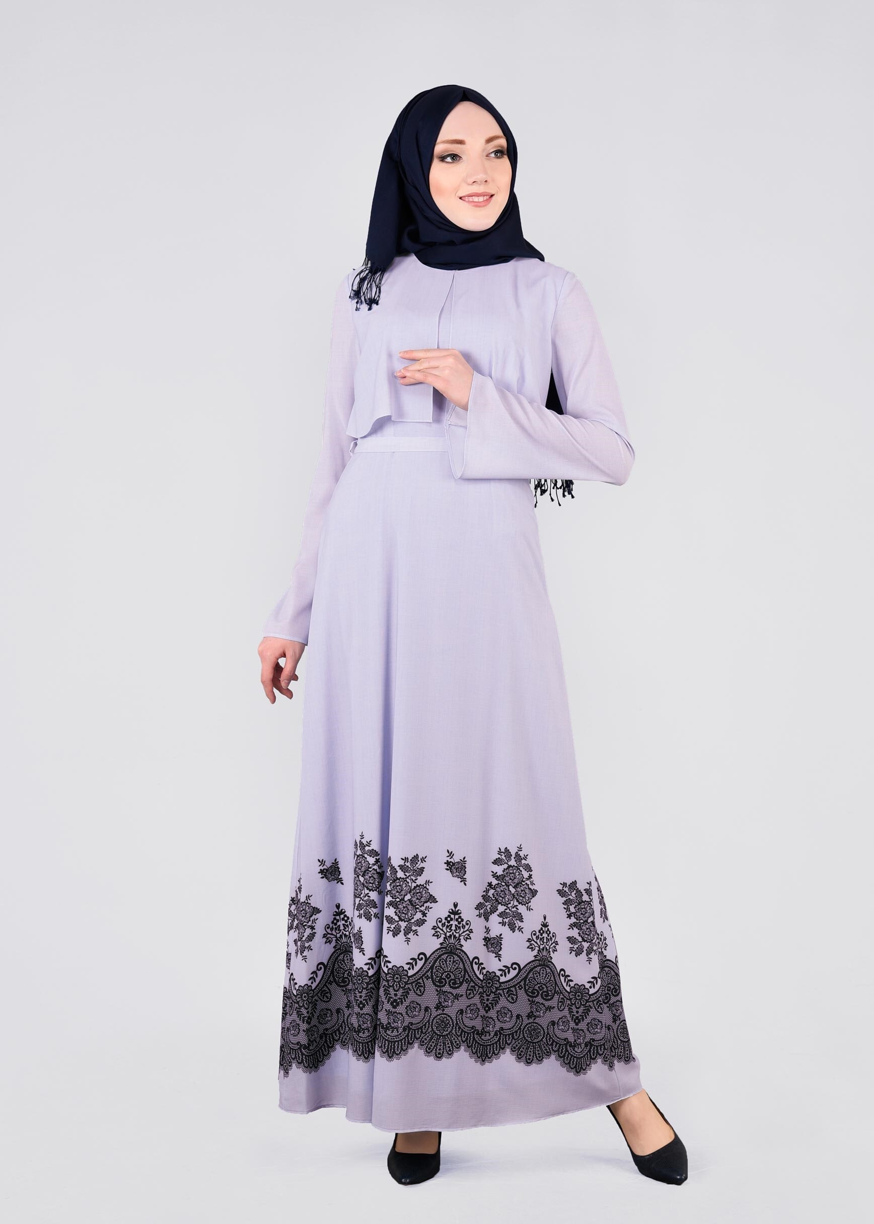 Tesettür giyim MAVİ 4457 BURBLE 11320 ELBİSE 38/44 TEK40