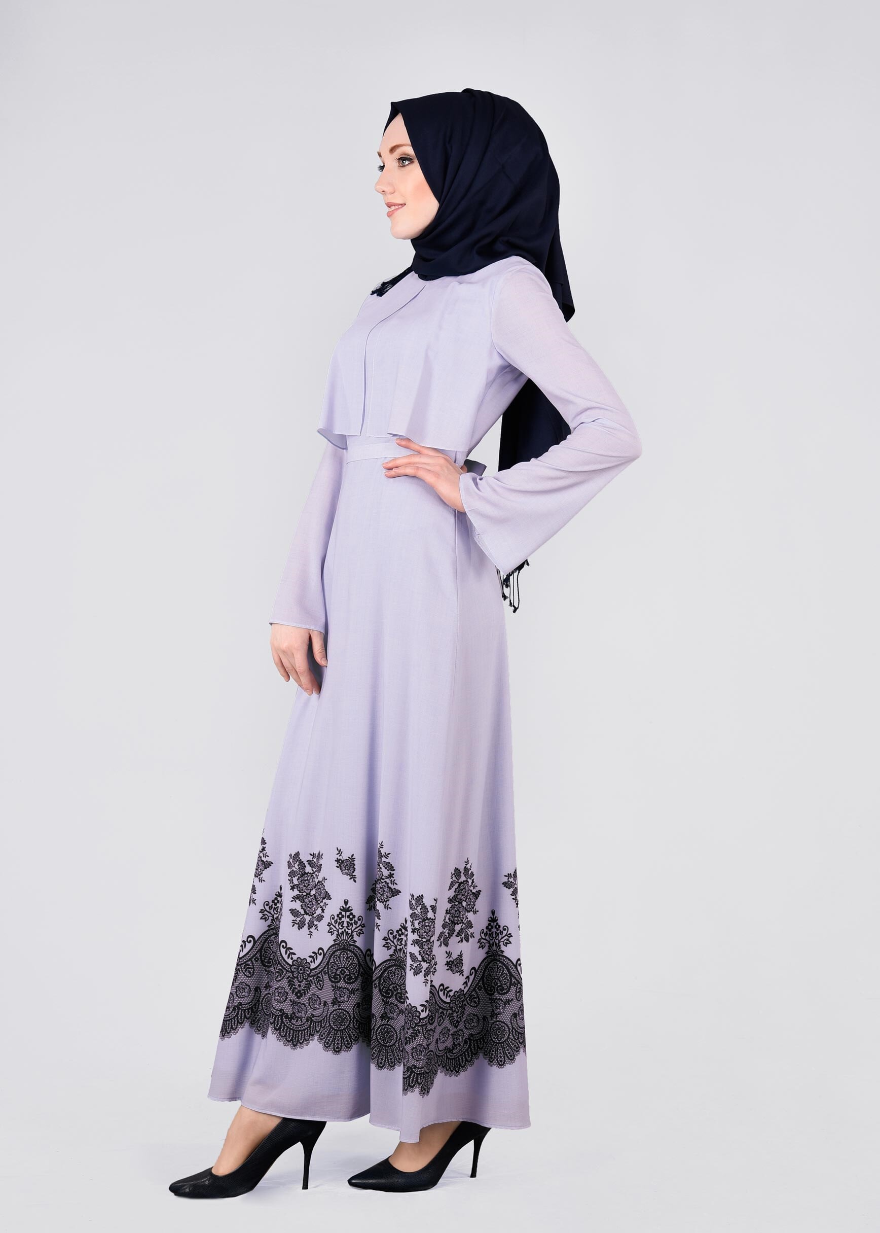 Tesettür giyim MAVİ 4457 BURBLE 11320 ELBİSE 38/44 TEK40