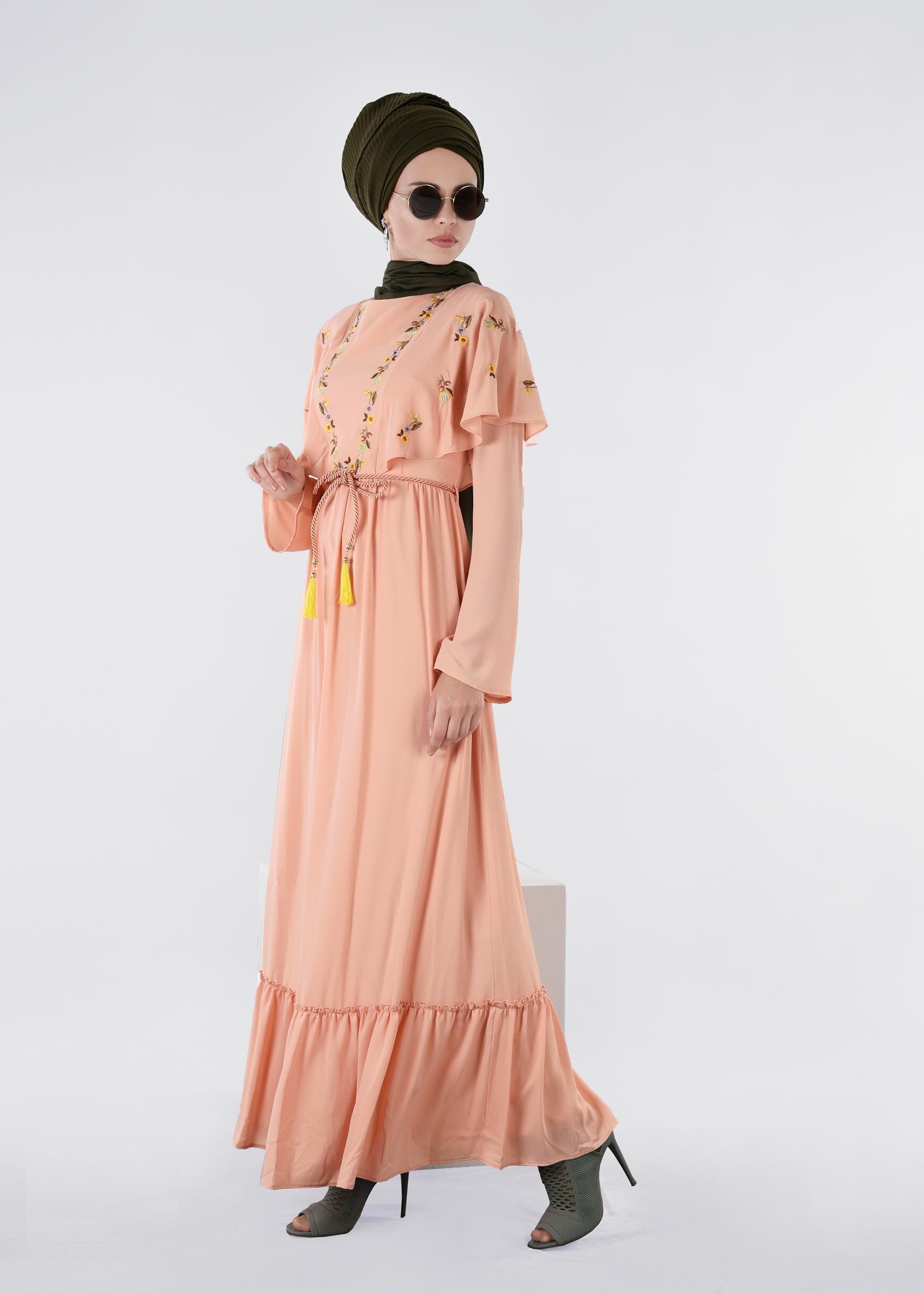 Tesettür giyim PUDRA 4458 EVA CREP ELBİSE 36/42 TEK38