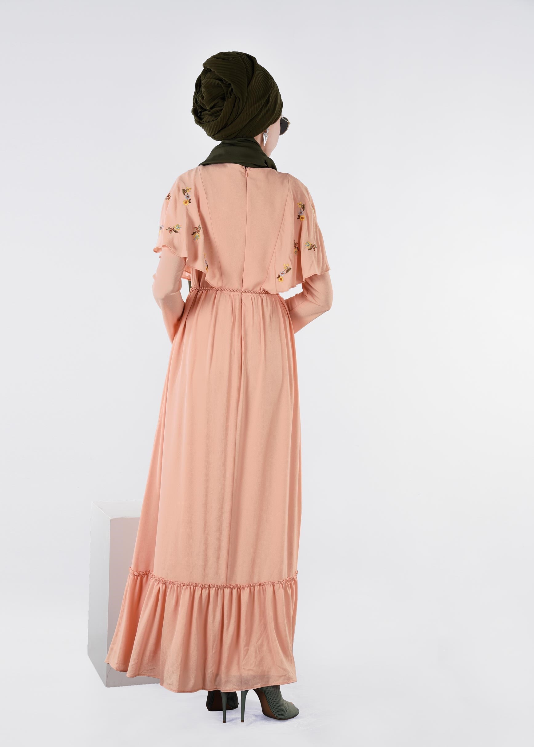 Tesettür giyim PUDRA 4458 EVA CREP ELBİSE 36/42 TEK38