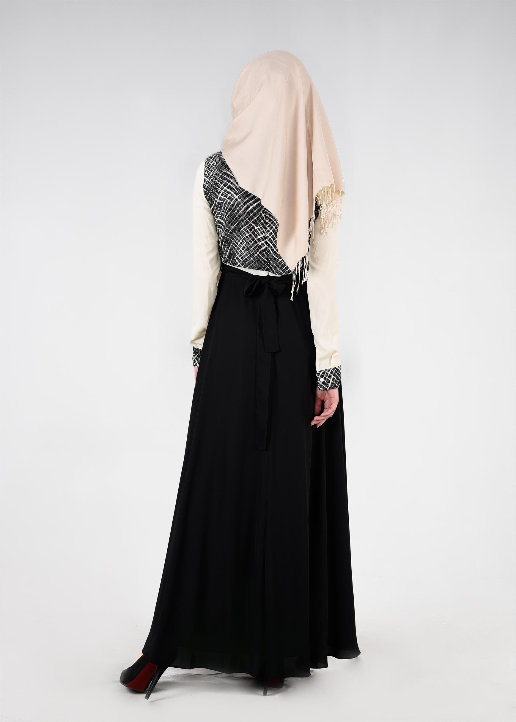 Tesettür giyim SİYAH 4474 Esinti Tesettür Elbise 38/44 TEK40