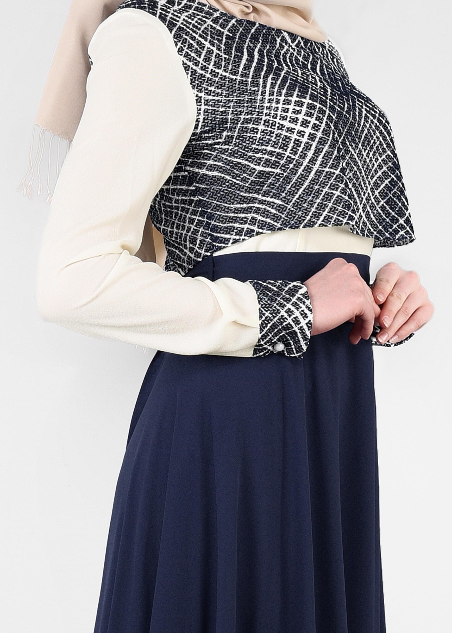 Tesettür giyim LACİVERT 4474 Esinti Tesettür Elbise 38/44 TEK40