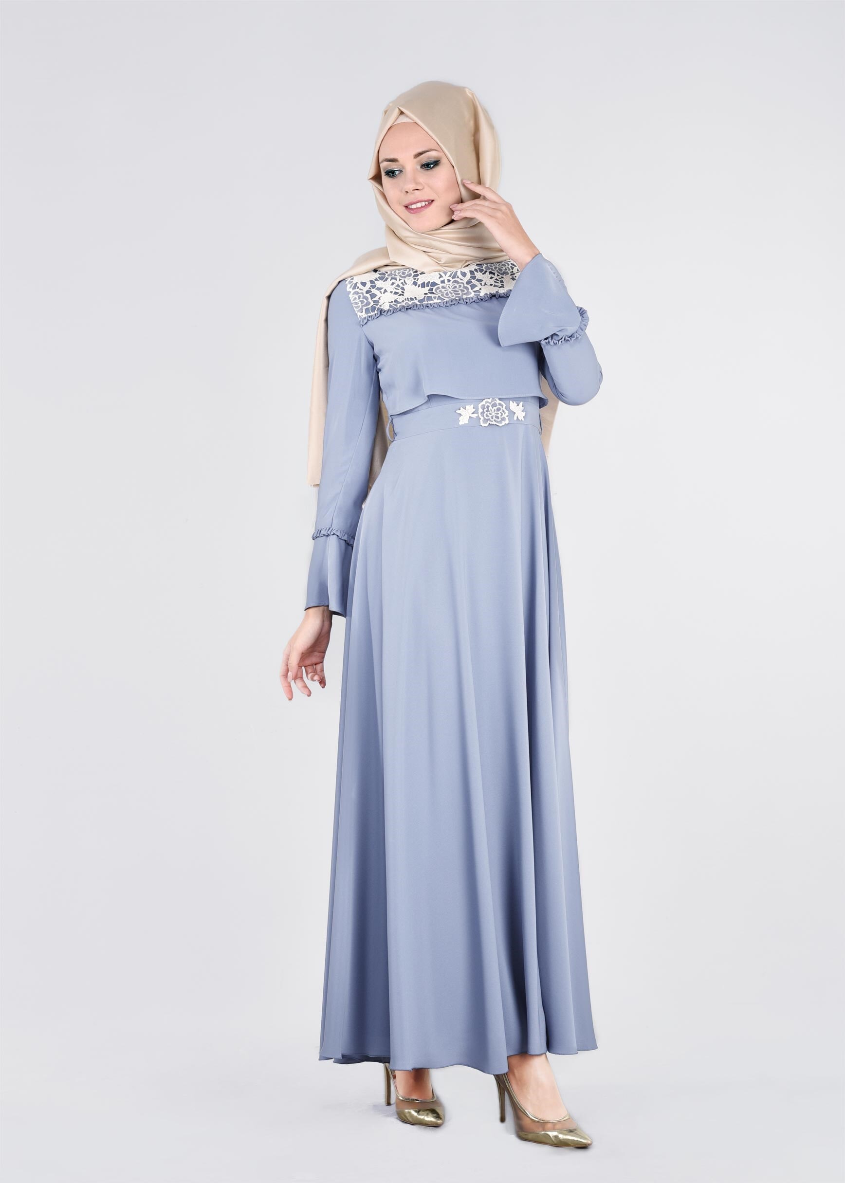 Tesettür giyim MAVİ 4477 ALEYNA ELBİSE 38/44 TEK36