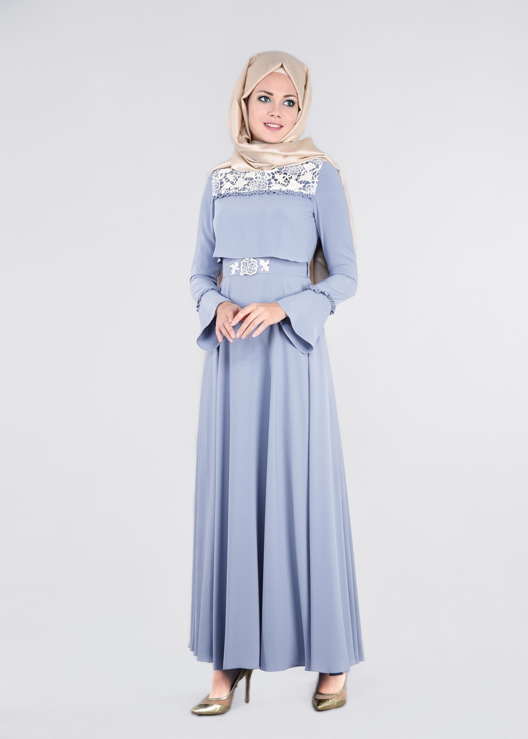 Tesettür giyim MAVİ 4477 ALEYNA ELBİSE 38/44 TEK36