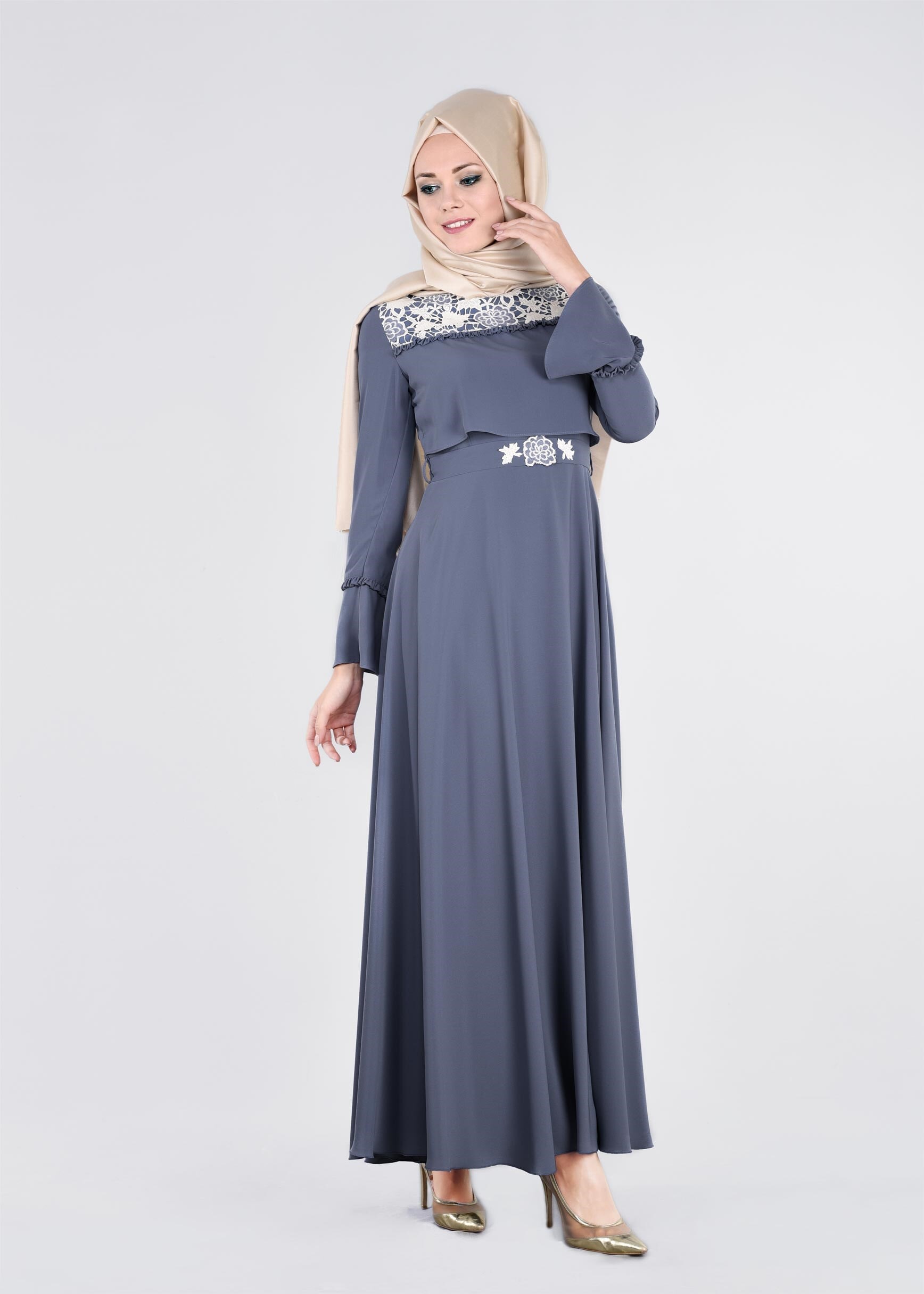 Tesettür giyim MOR 4477 ALEYNA ELBİSE 38/44 TEK36