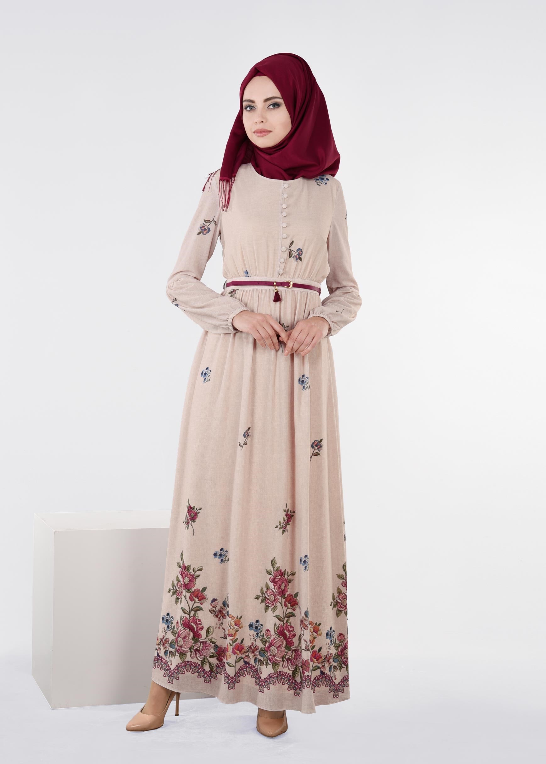 Tesettür giyim PUDRA 4478 CAPRİ 12163 ELBİSE 36/44 TEK38