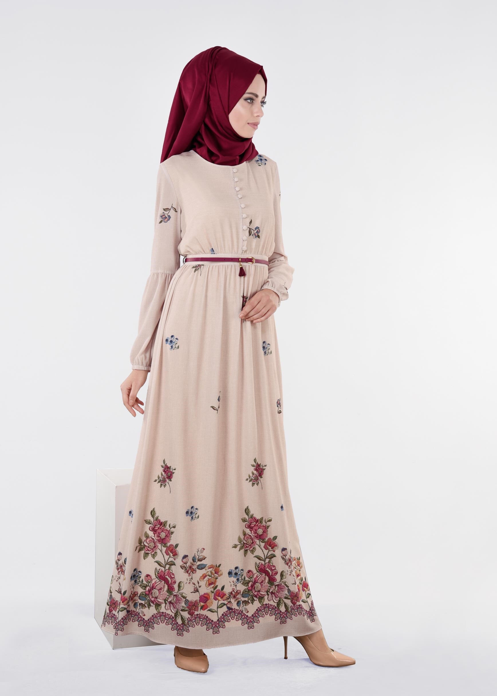 Tesettür giyim PUDRA 4478 CAPRİ 12163 ELBİSE 36/44 TEK38