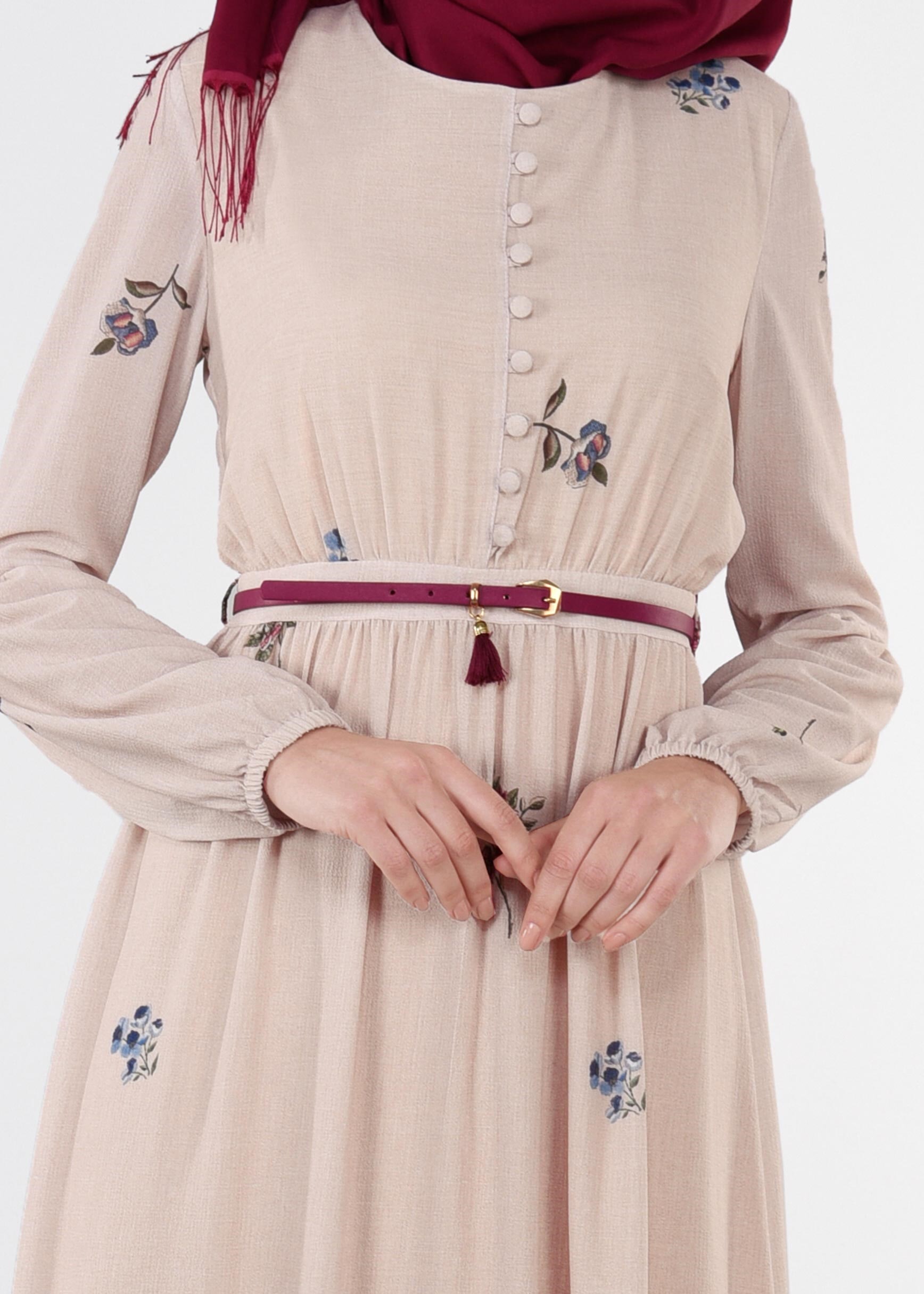 Tesettür giyim PUDRA 4478 CAPRİ 12163 ELBİSE 36/44 TEK38