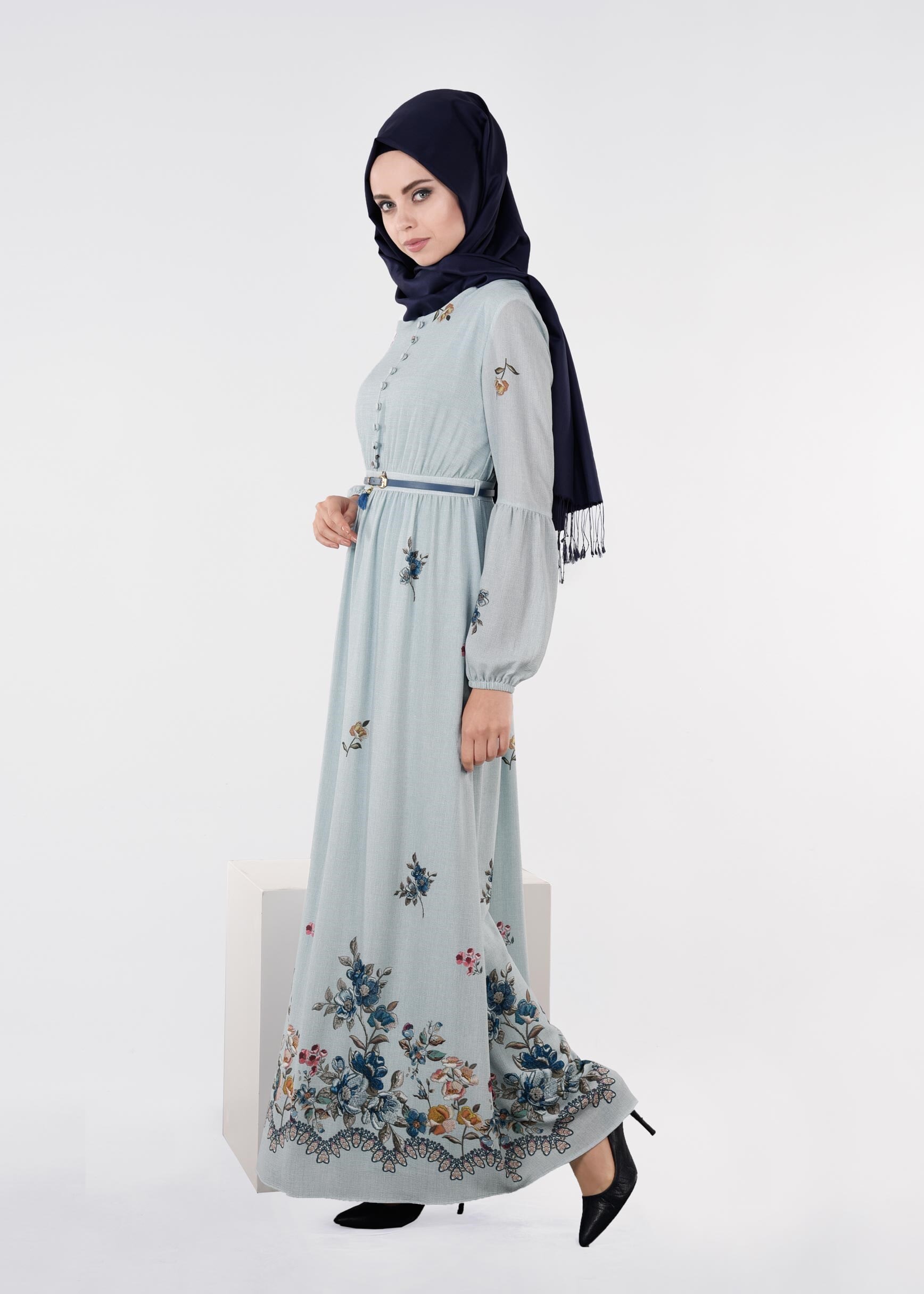 Tesettür giyim MAVİ 4478 CAPRİ 12163 ELBİSE 36/44 TEK38