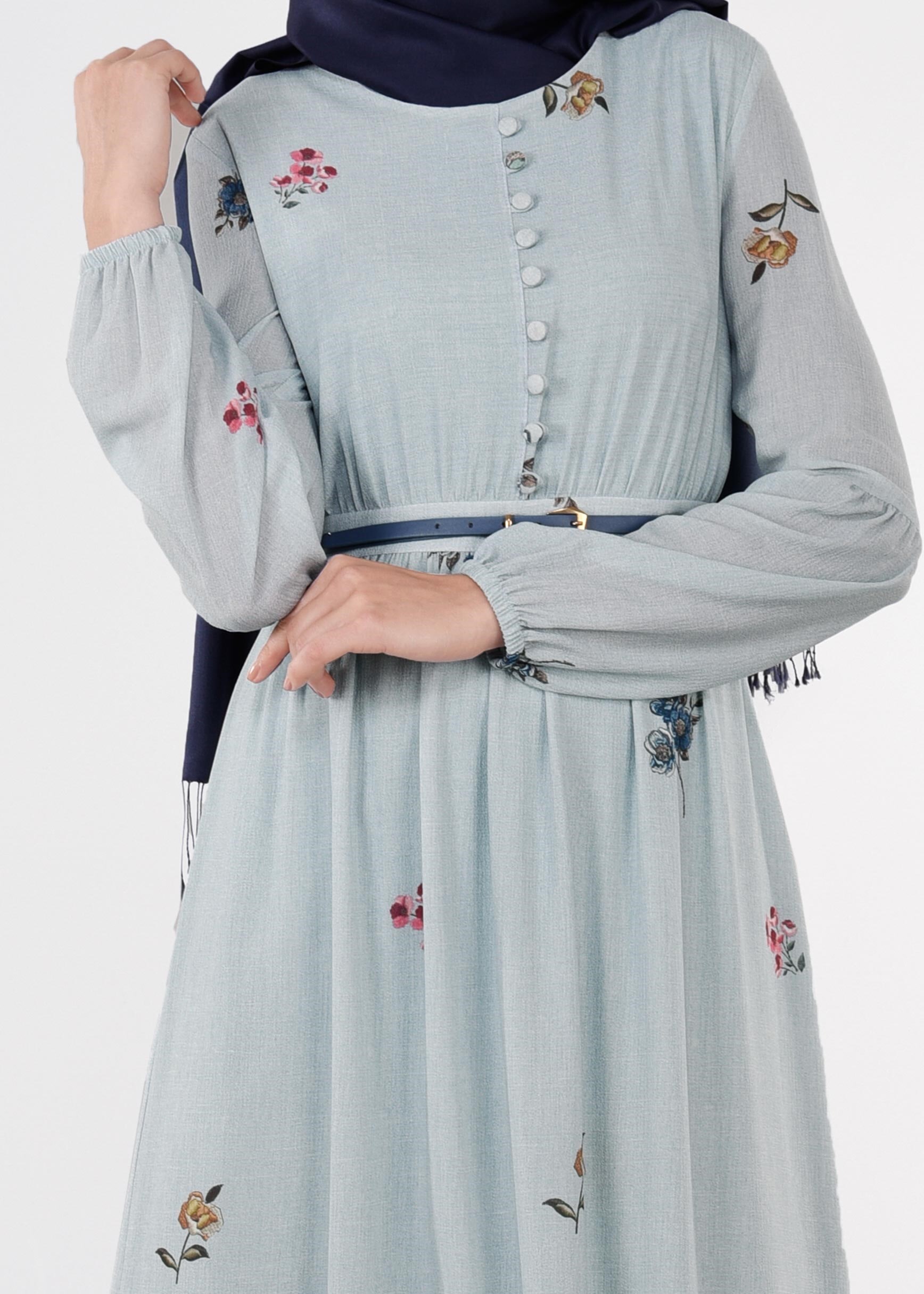 Tesettür giyim MAVİ 4478 CAPRİ 12163 ELBİSE 36/44 TEK38