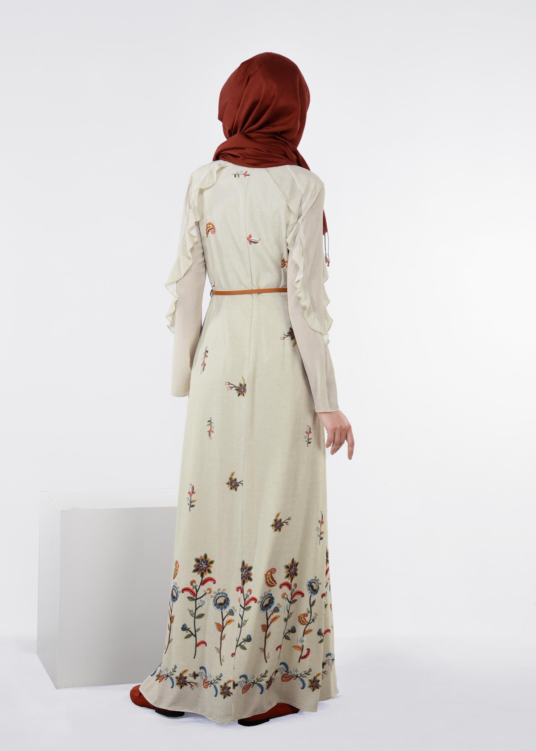 Tesettür giyim BEJ 4491 CAPRİ 12165 ELBİSE 38/44