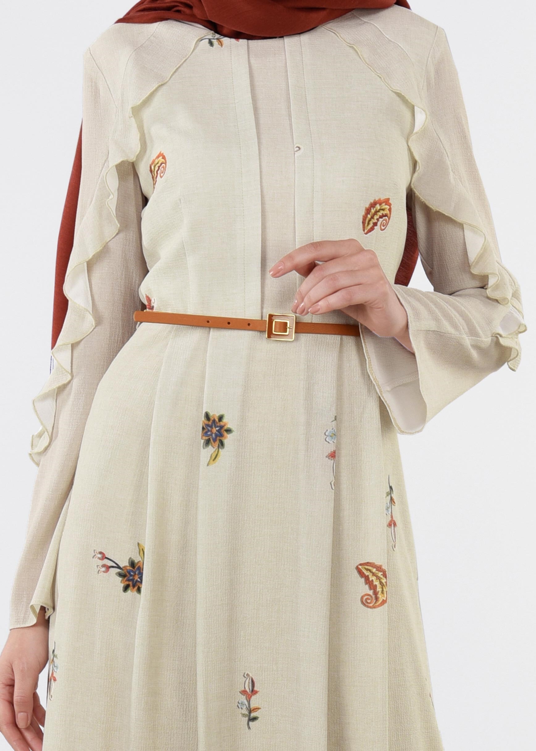 Tesettür giyim BEJ 4491 CAPRİ 12165 ELBİSE 38/44