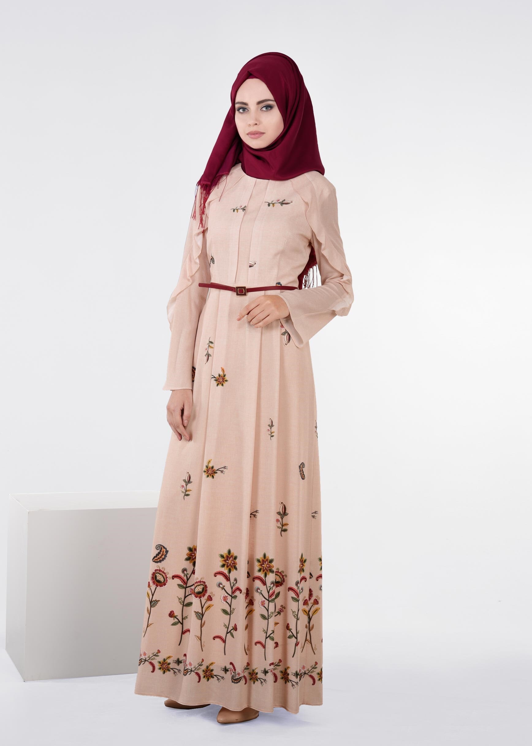 Tesettür giyim PUDRA 4491 CAPRİ 12165 ELBİSE 38/44