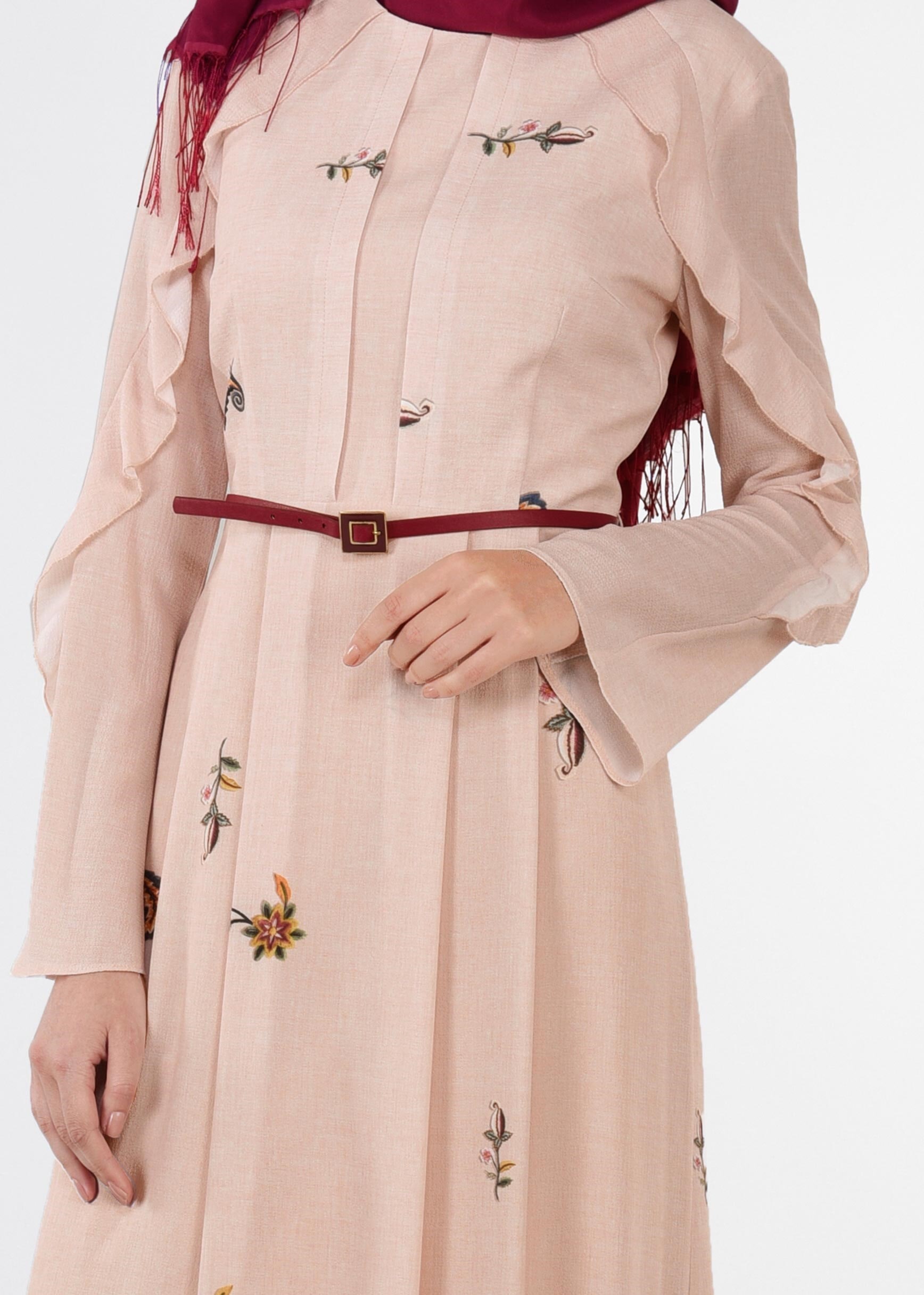 Tesettür giyim PUDRA 4491 CAPRİ 12165 ELBİSE 38/44