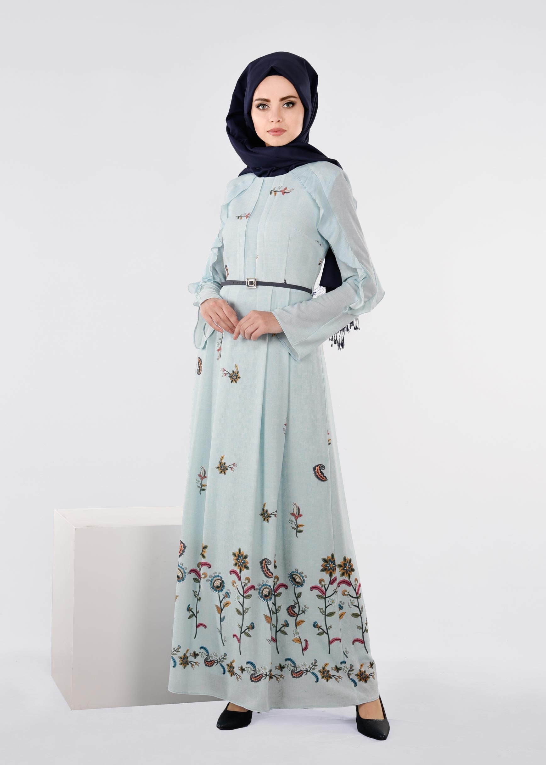 Tesettür giyim MAVİ 4491 CAPRİ 12165 ELBİSE 38/44