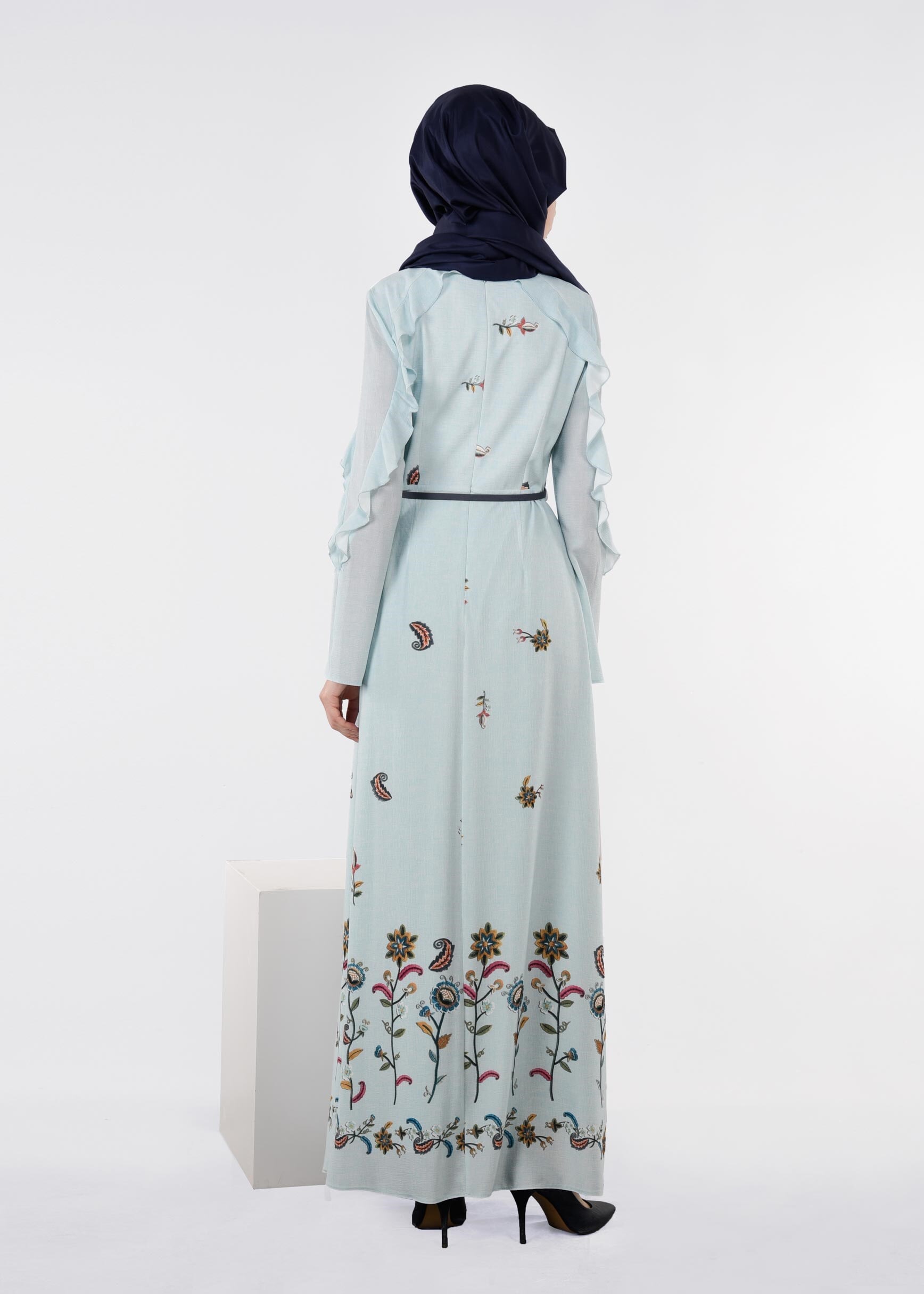 Tesettür giyim MAVİ 4491 CAPRİ 12165 ELBİSE 38/44