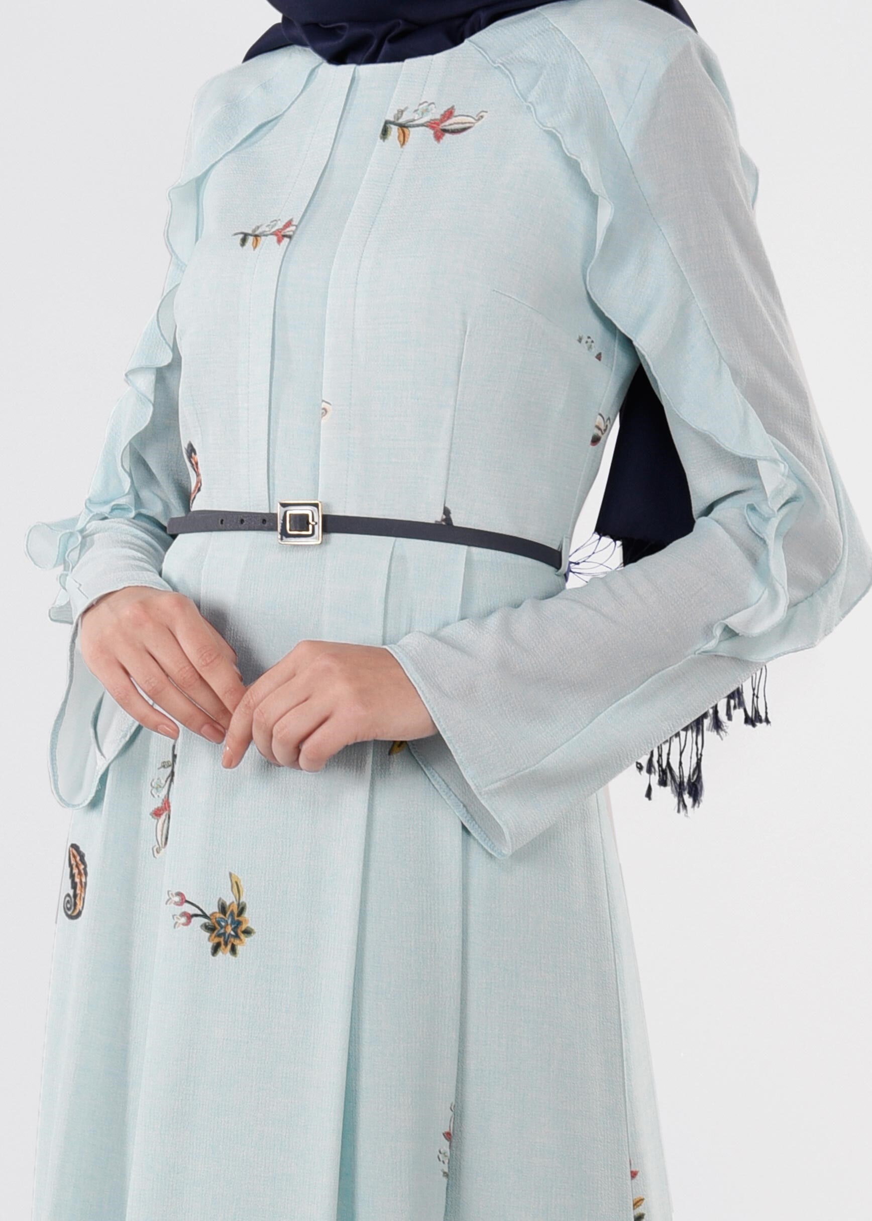 Tesettür giyim MAVİ 4491 CAPRİ 12165 ELBİSE 38/44