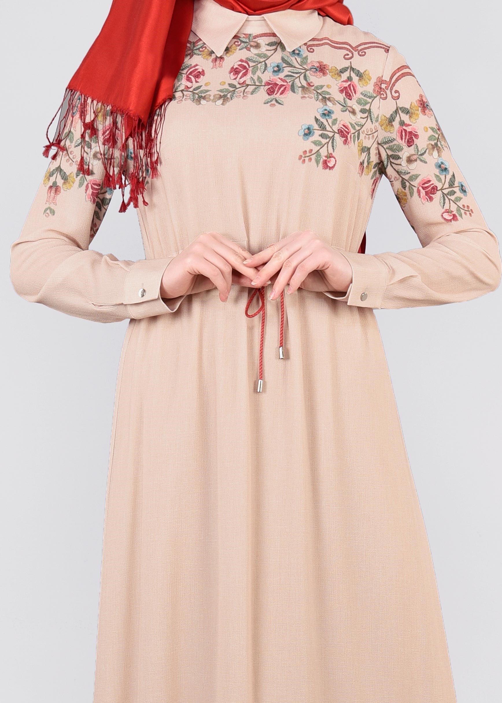 Tesettür giyim PUDRA 4492 CAPRİ 11508 ELBİSE 38/44 TEK36