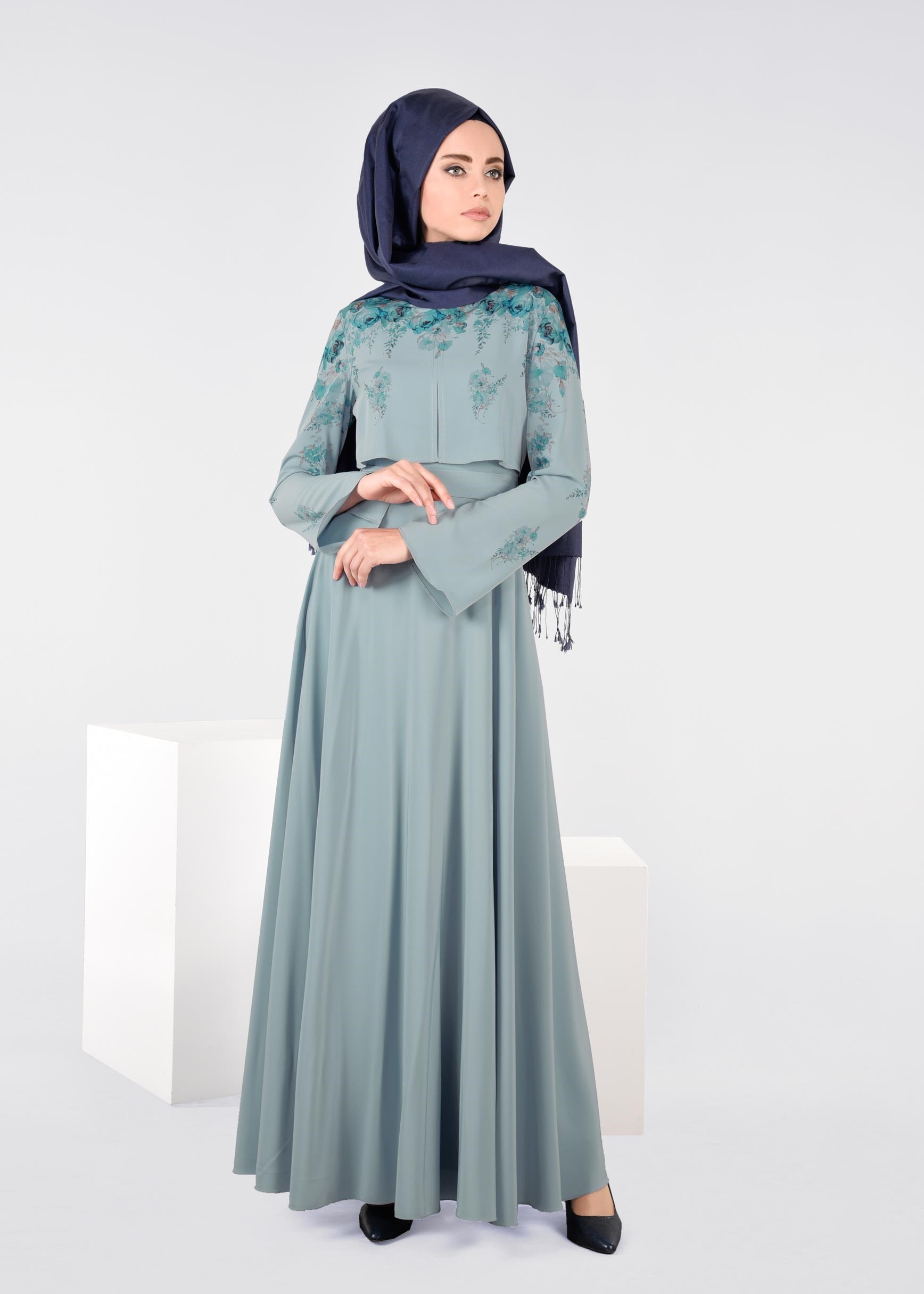 Tesettür giyim MAVİ 4494 NEW LOREN ELBİSE 38/44 TEK40
