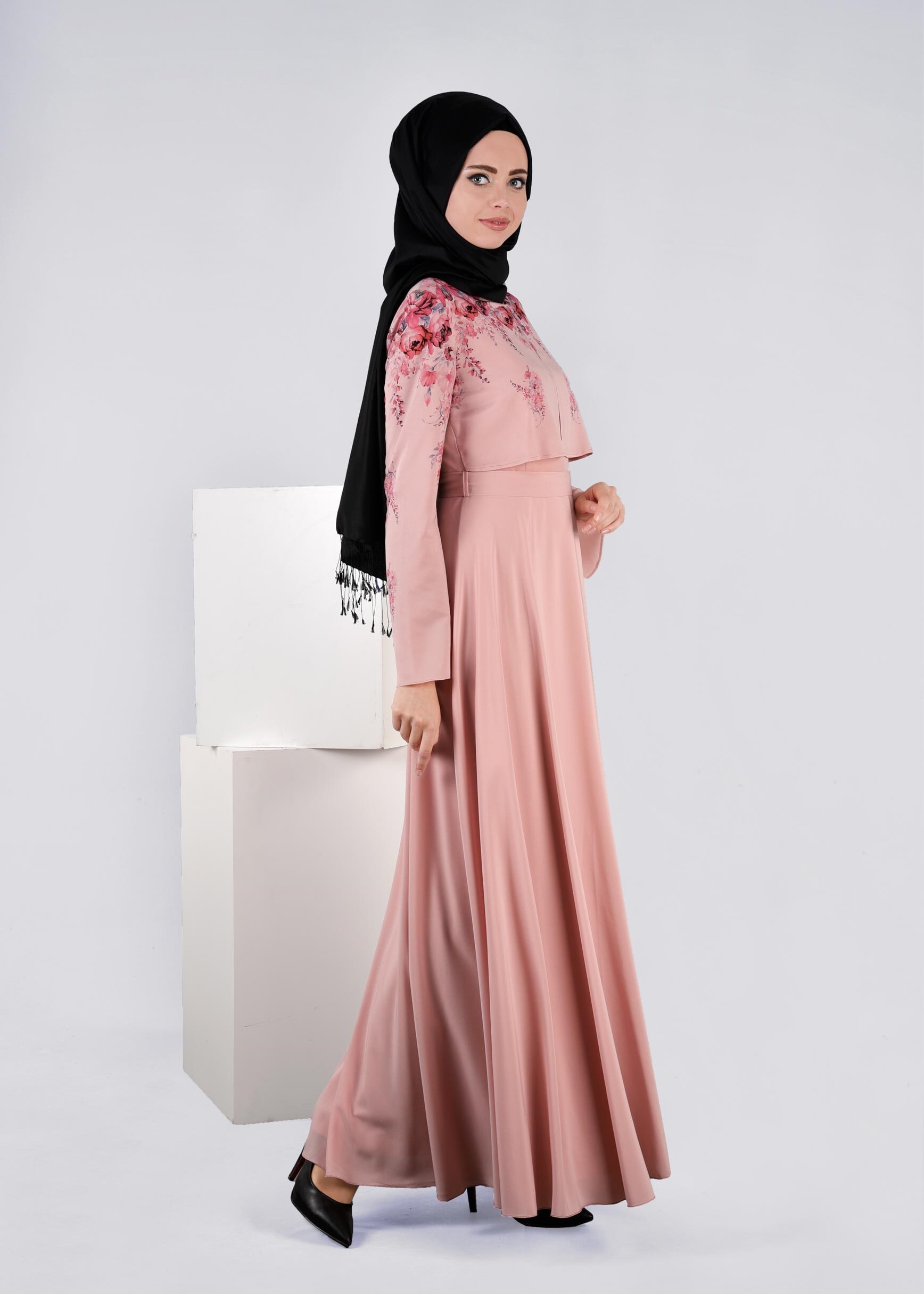 Tesettür giyim PUDRA 4494 NEW LOREN ELBİSE 38/44 TEK40