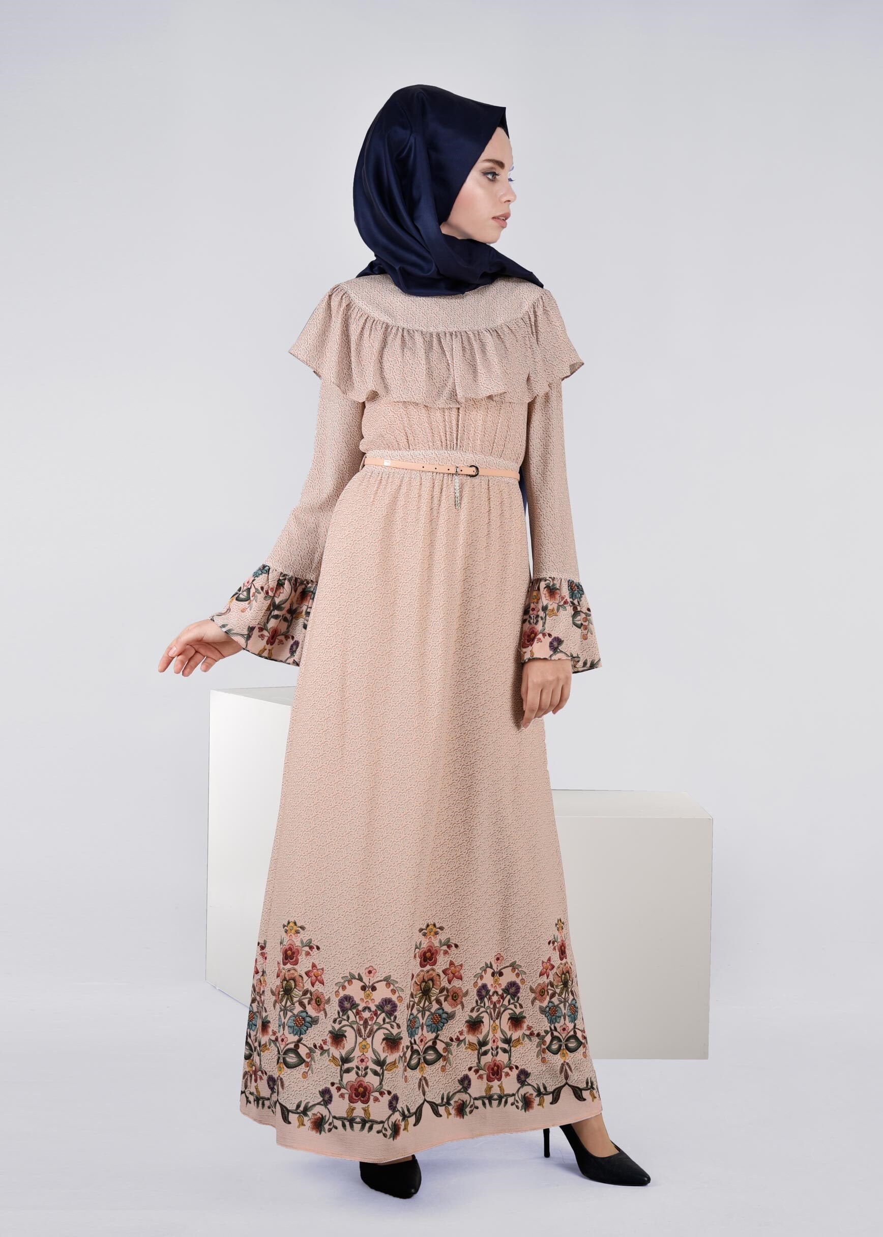 Tesettür giyim PUDRA 4495 CAPRİ 11949 ELBİSE 38/44 TEK36