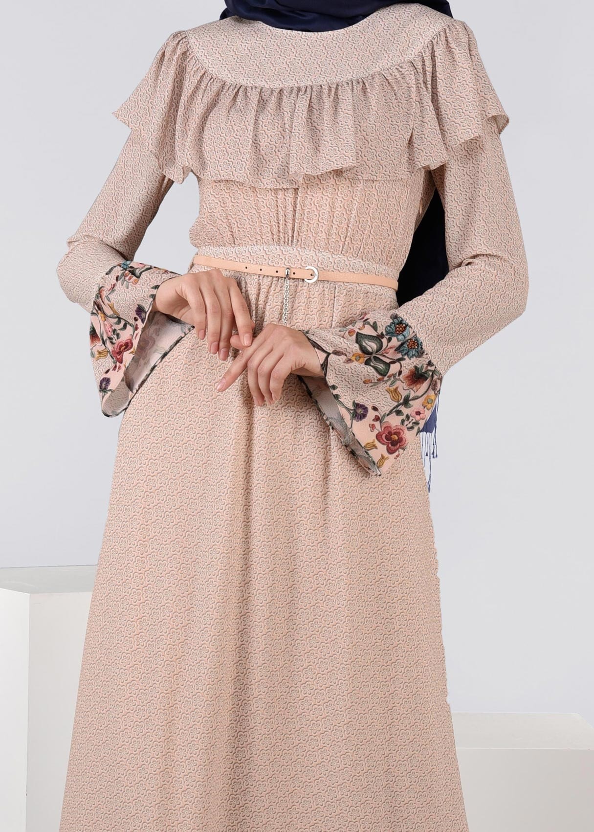 Tesettür giyim PUDRA 4495 CAPRİ 11949 ELBİSE 38/44 TEK36