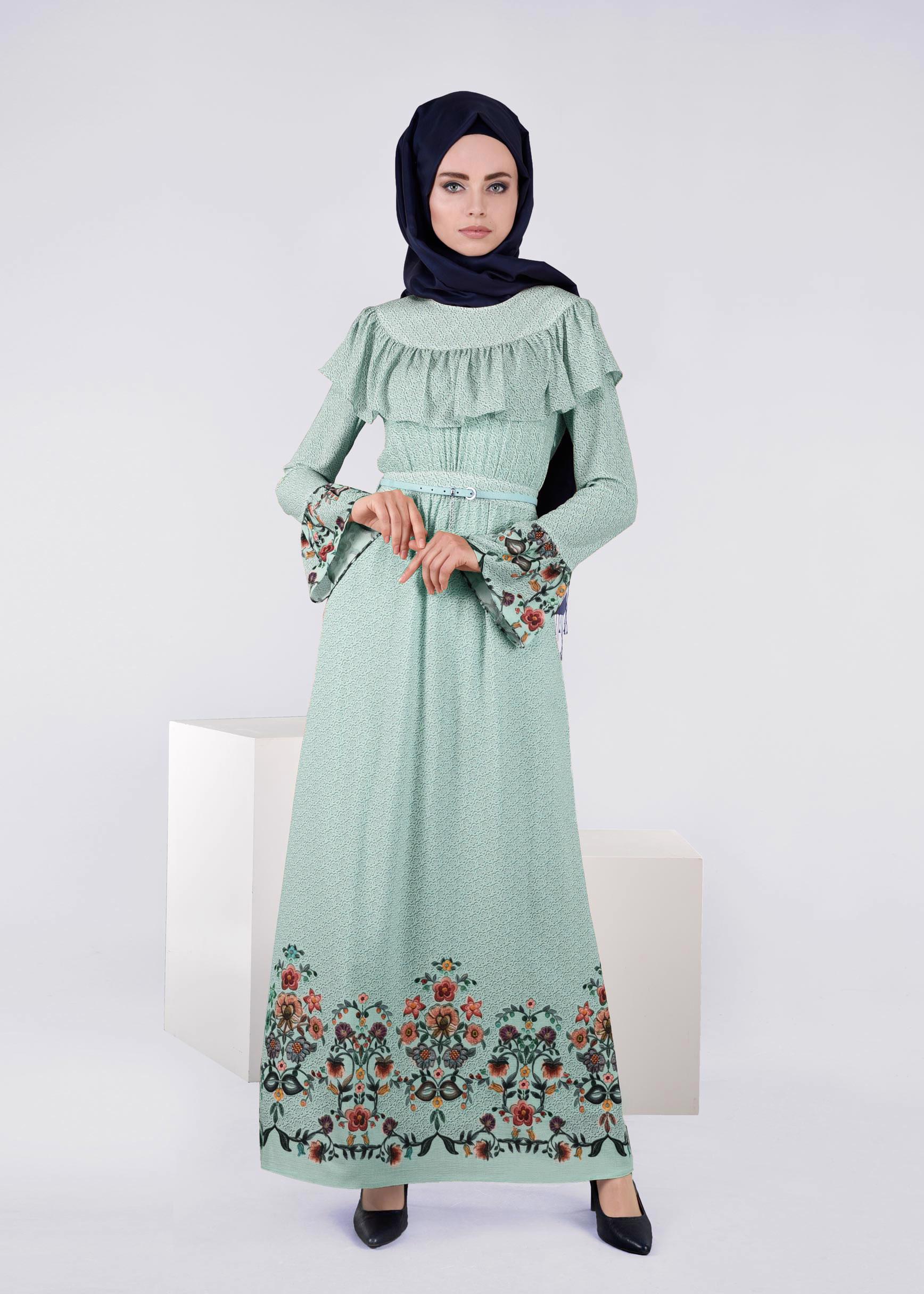 Tesettür giyim MAVİ 4495 CAPRİ 11949 ELBİSE 38/44 TEK36