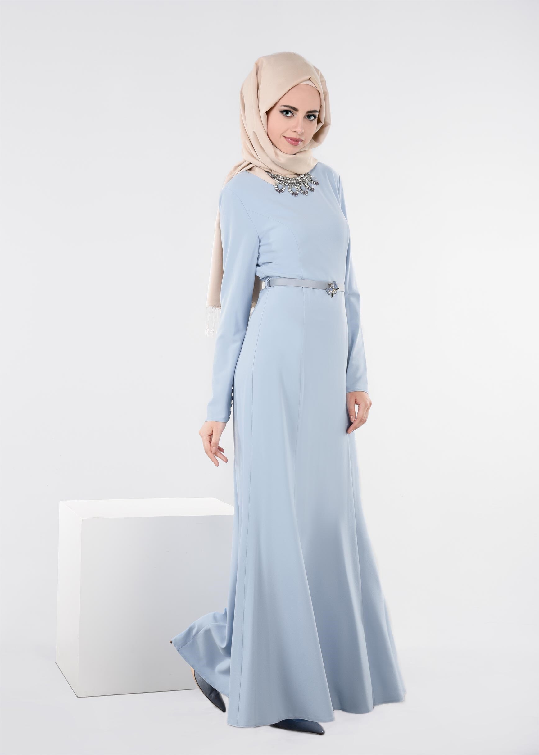 Tesettür giyim MAVİ 4496 CAMİLA 6385 ELBİSE 38/44 TEK40