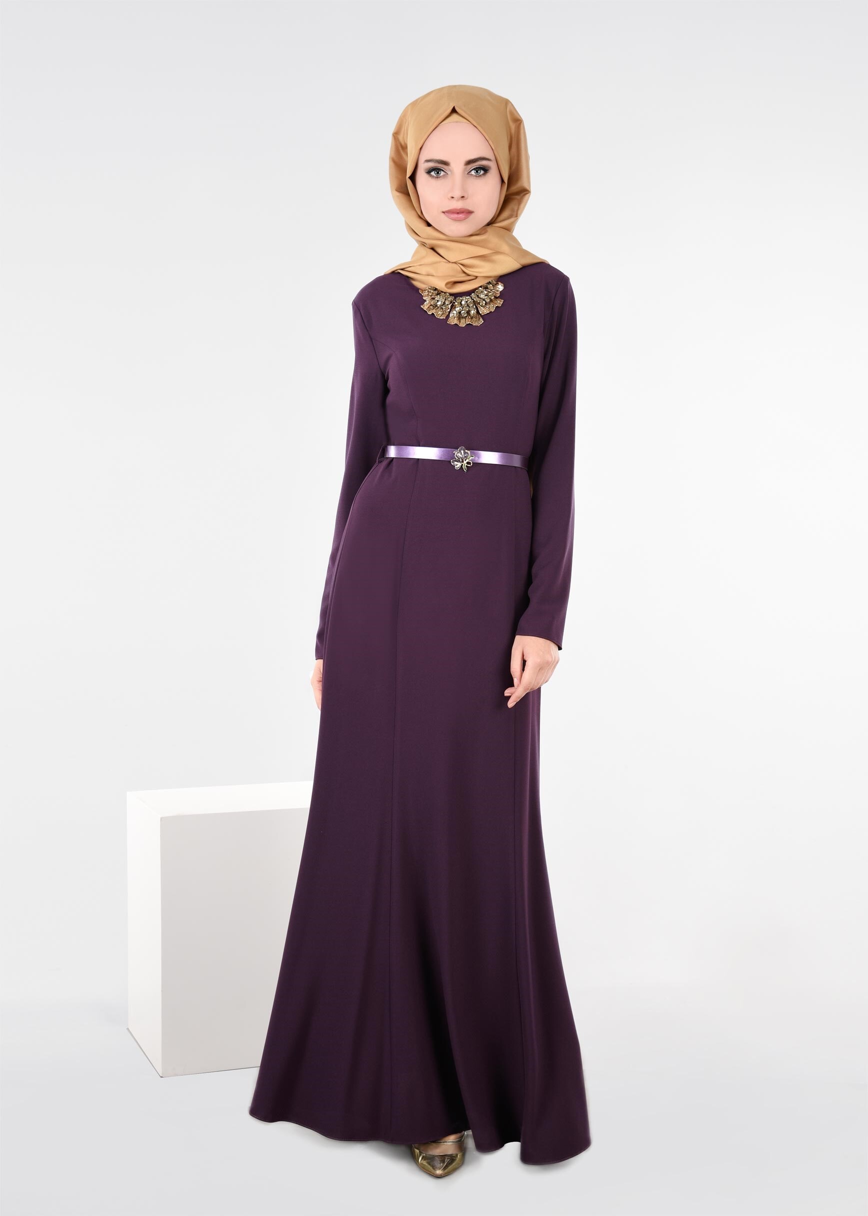 Tesettür giyim MOR 4496 CAMİLA 6385 ELBİSE 38/44 TEK40