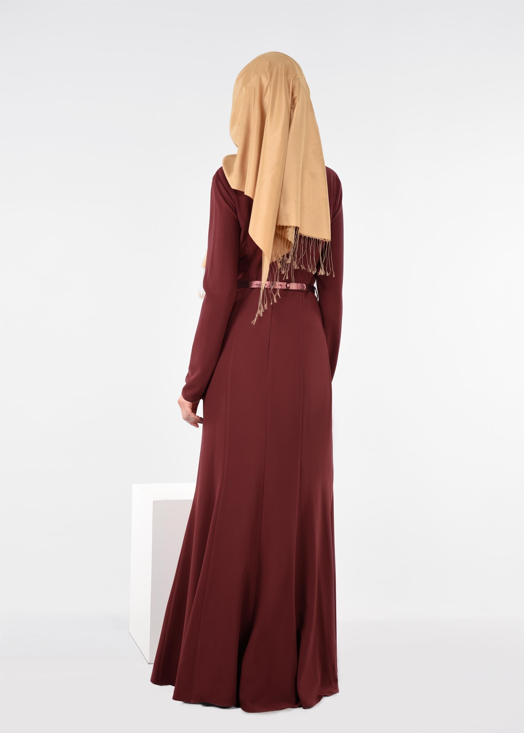 Tesettür giyim BORDO 4496 CAMİLA 6385 ELBİSE 38/44 TEK40