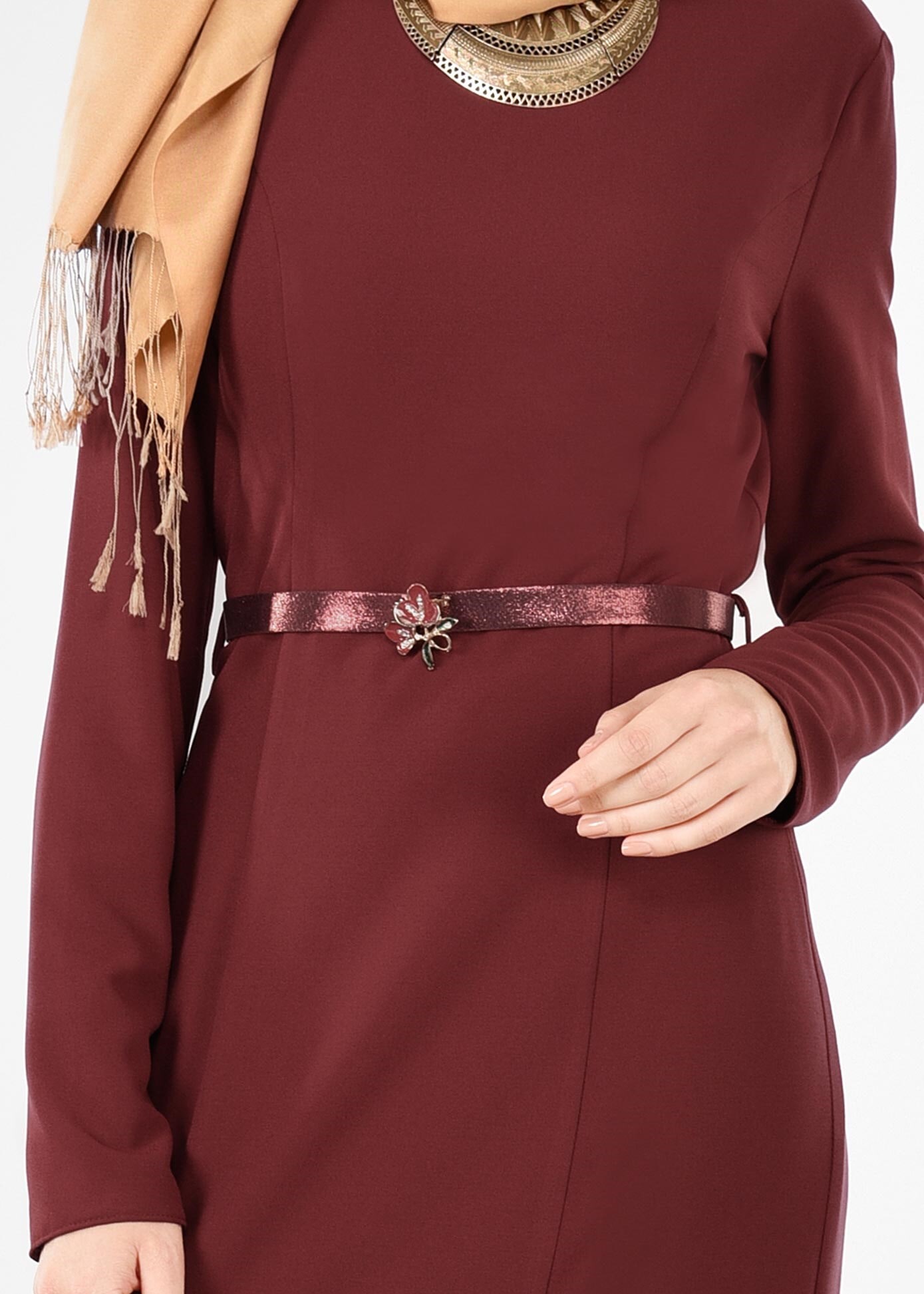 Tesettür giyim BORDO 4496 CAMİLA 6385 ELBİSE 38/44 TEK40