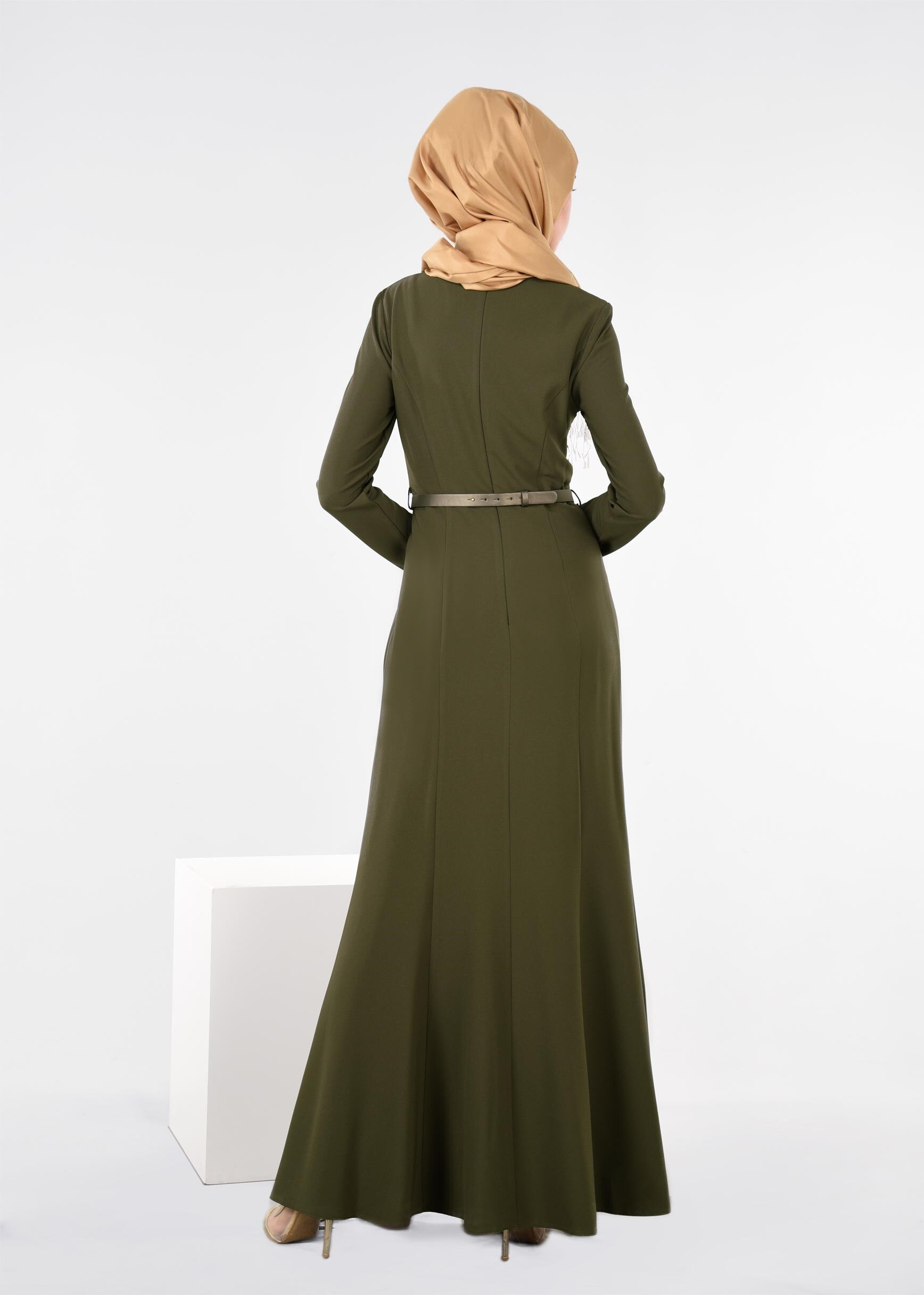 Tesettür giyim HAKİ 4496 CAMİLA 6385 ELBİSE 38/44 TEK40